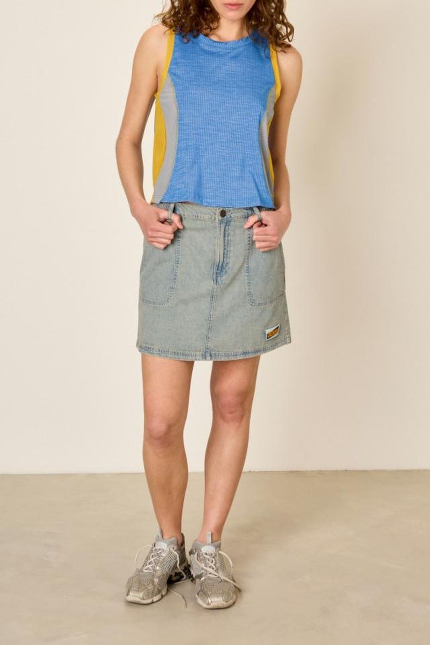 VAMY TANK TOP TRICOLORE BLEU JAUNE ET GRIS 7