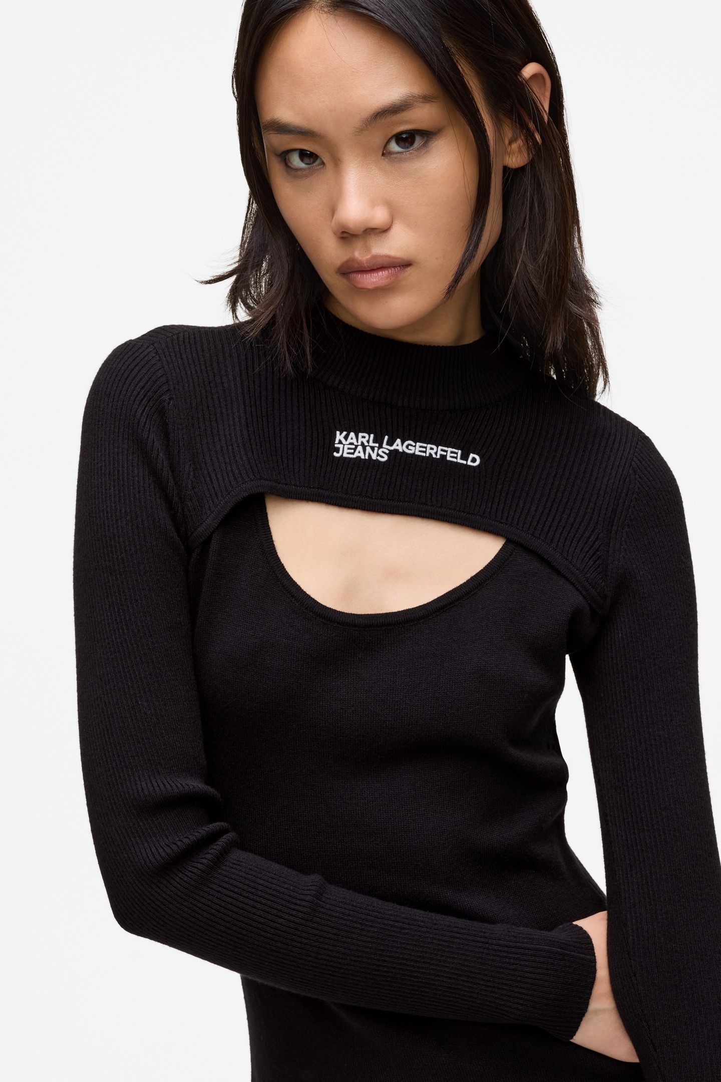 KLJ CUT OUT KNIT DRESS BLACK 2