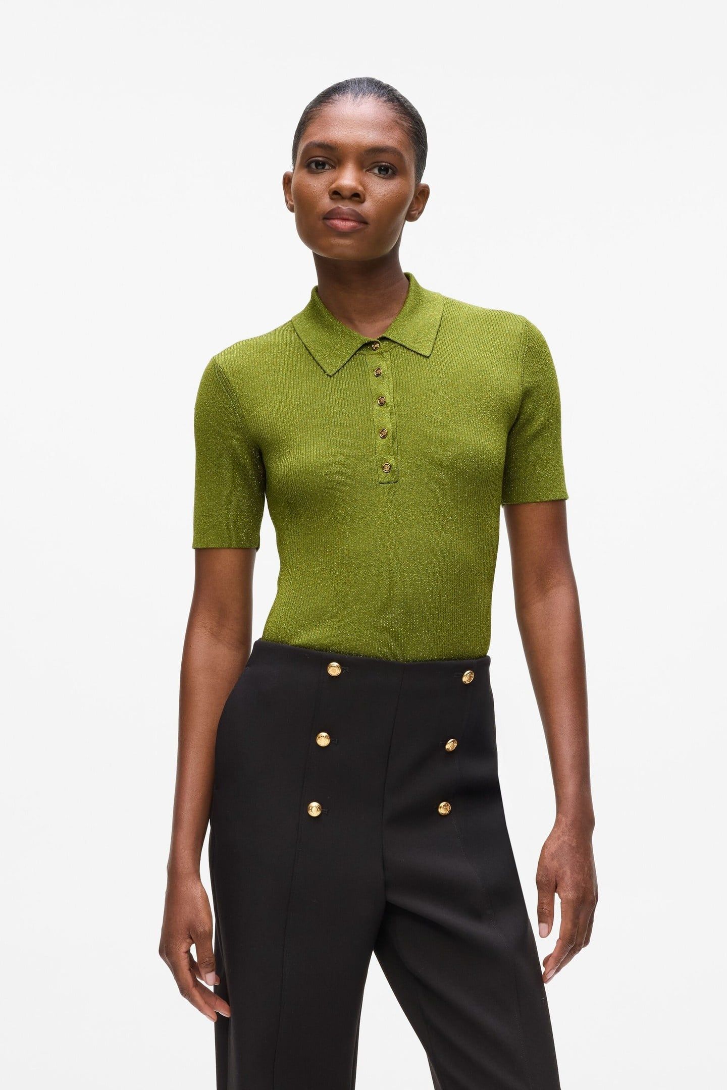 LUREX KNIT POLO MATCHA GREEN 1
