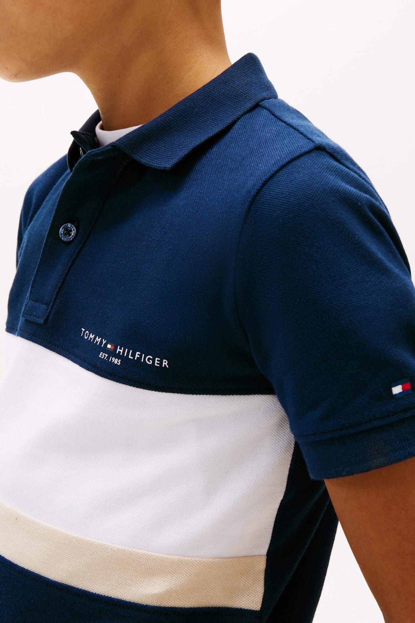 BOYS MINI EMBROIDERED POLO DARK NIGHT NAVY COLOURBLOCK 5