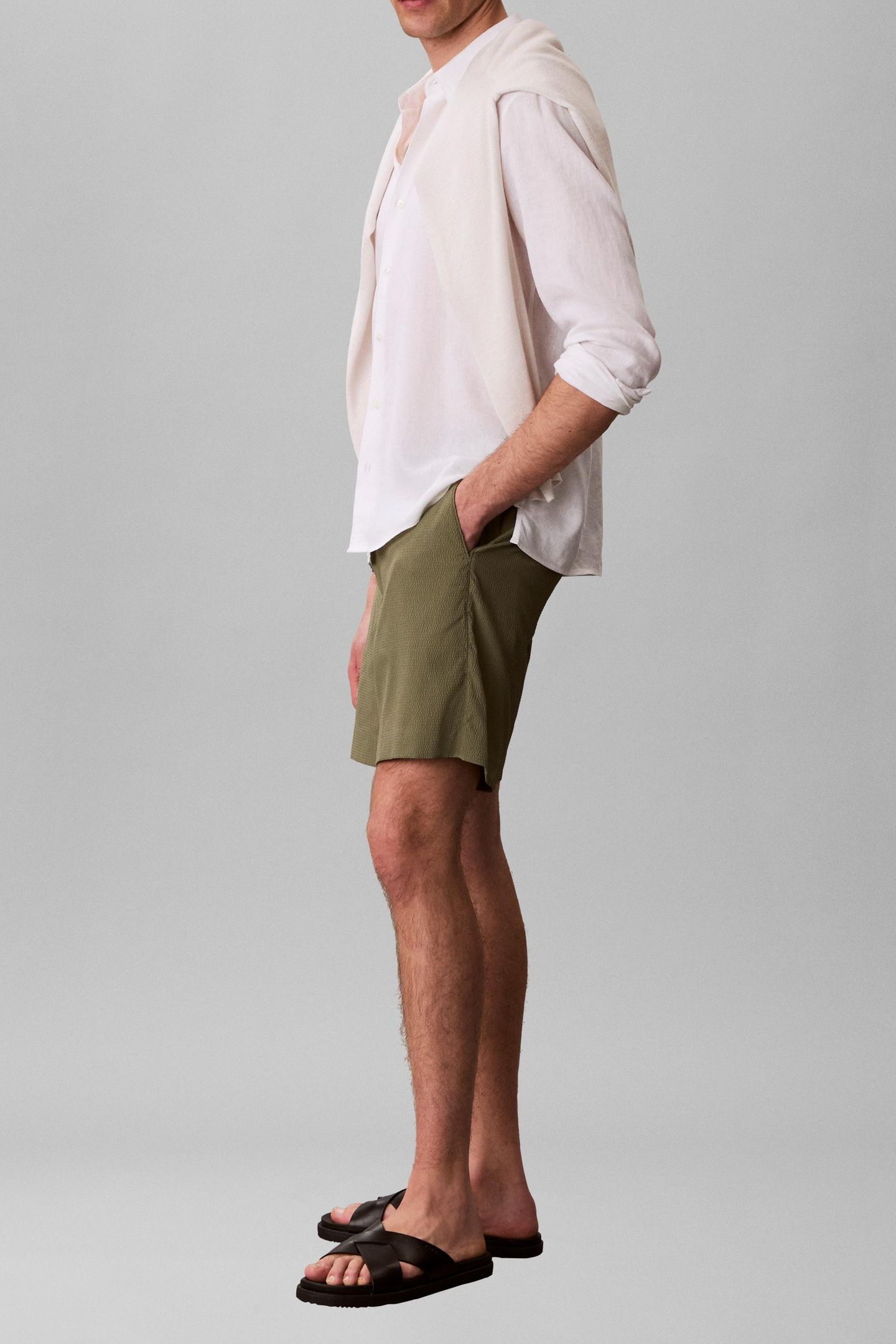 STRAIGHT SEERSUCKER SHORTS DEEP LICHEN GREEN 5