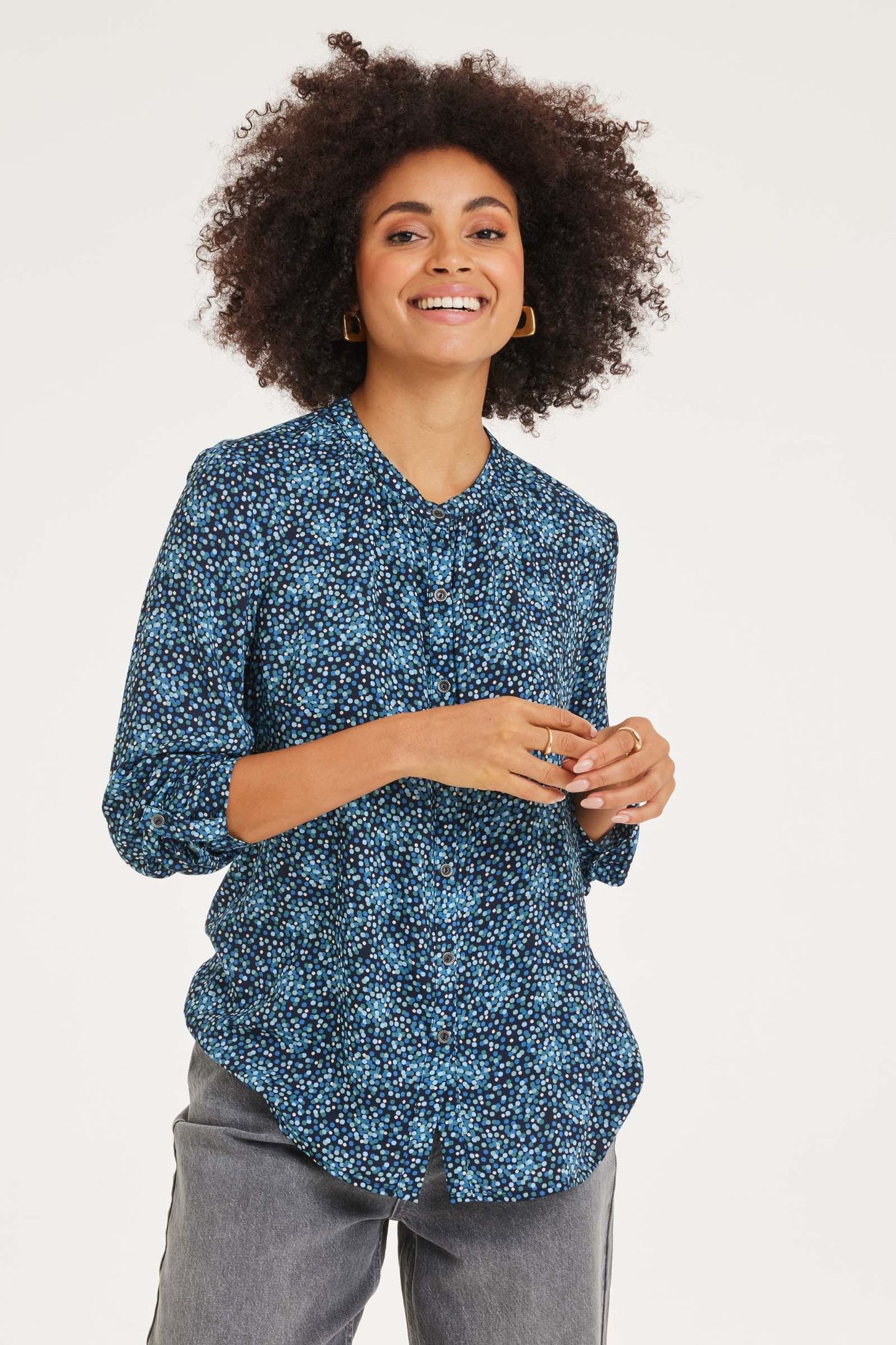 BLOUSE TYLA DARK BLUE FUJI XS PRINT 1