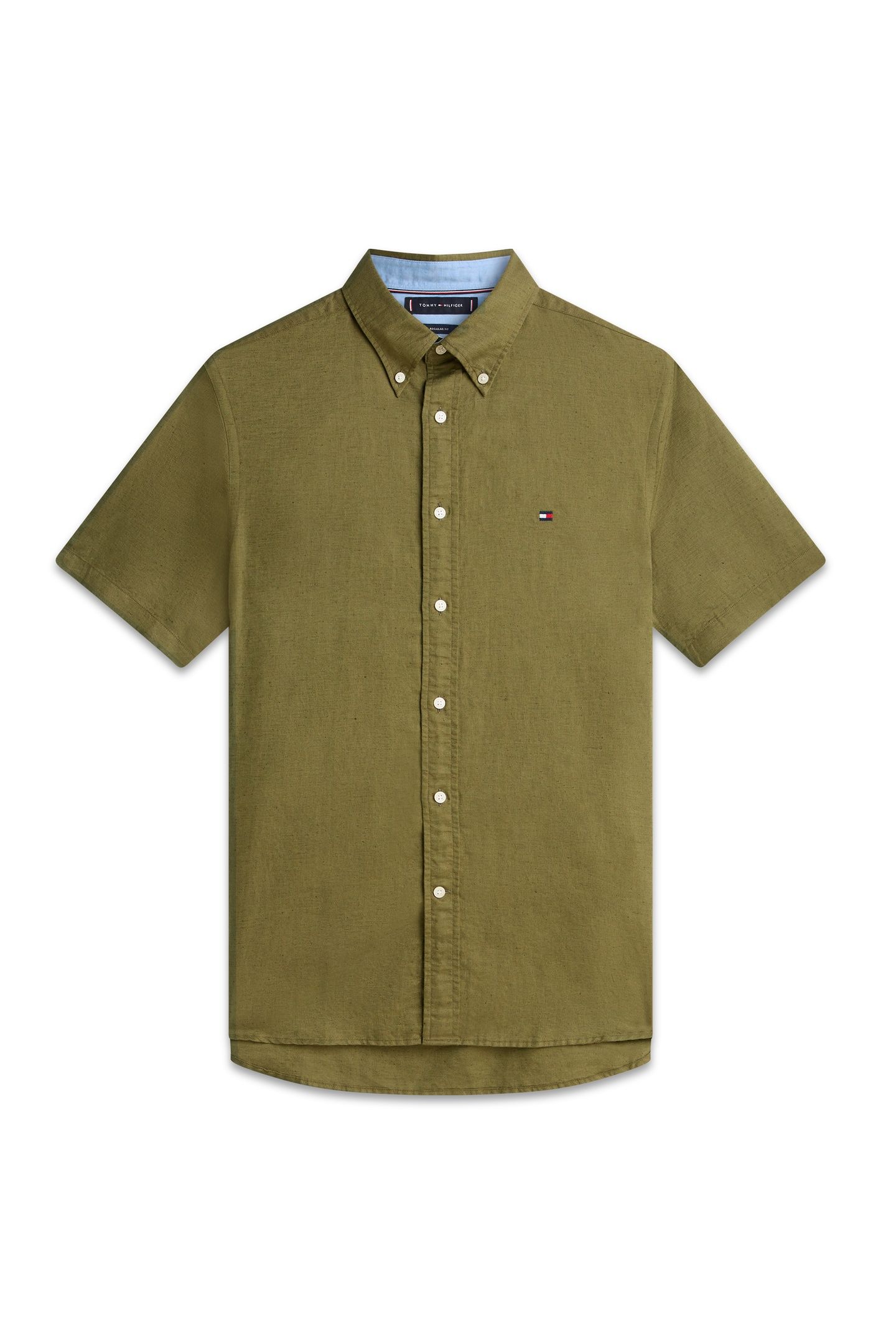 LINEN BLEND SOLID SS SHIRT DARK ARTICHOKE 4