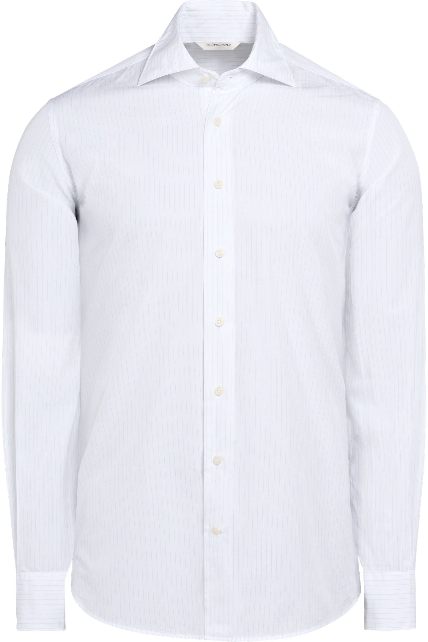 L. BLUE STRIPE POPLIN CASUAL SHIRTS WHITE 5