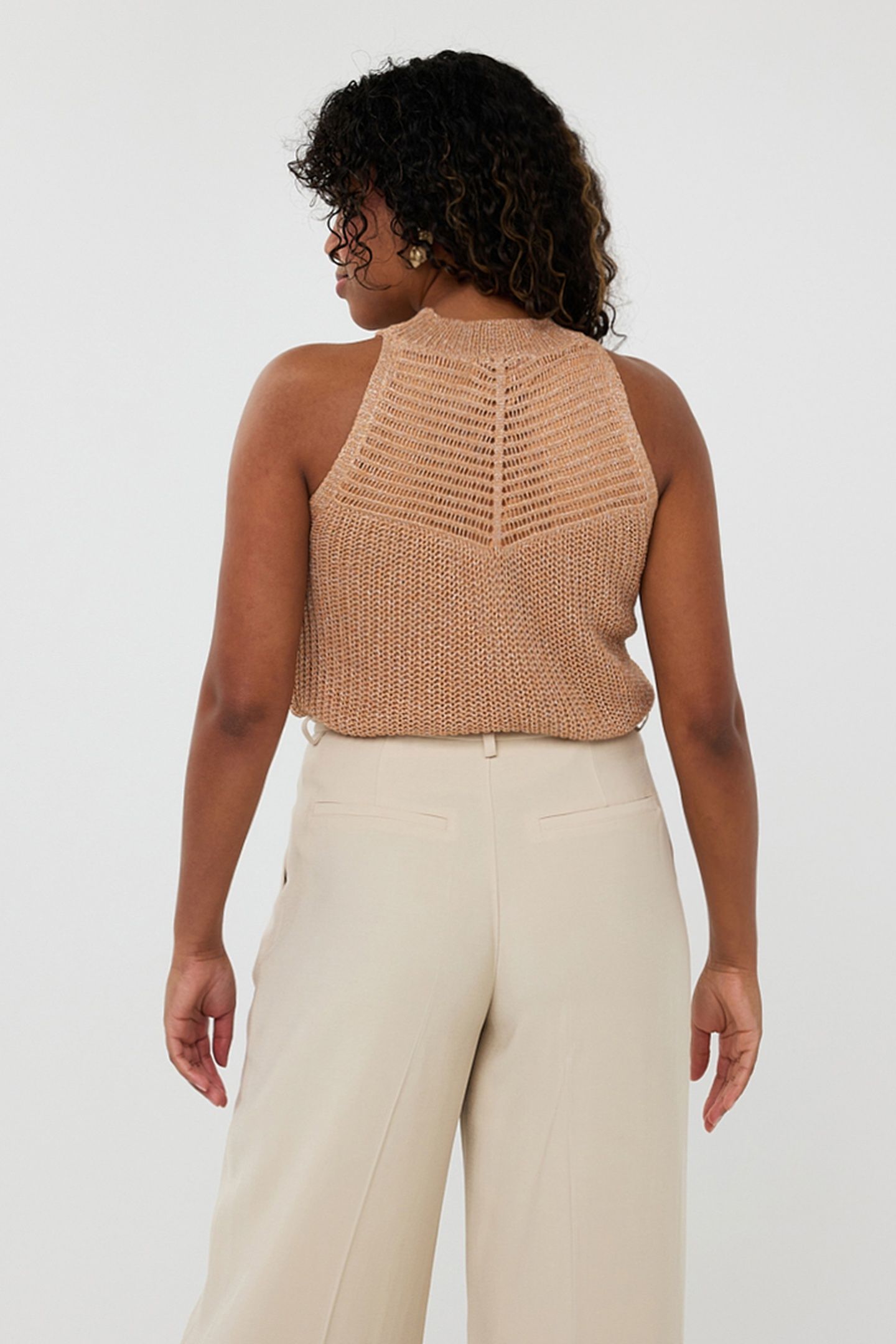 TOP KNITTED DOUBLE V LUREX PRALINE 3