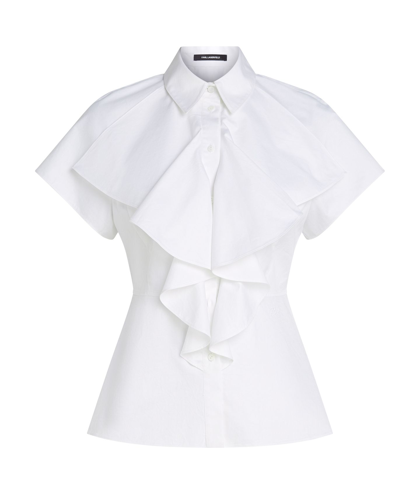 FRONT RUFFLE SSLV POPLIN SHIRT WHITE 5