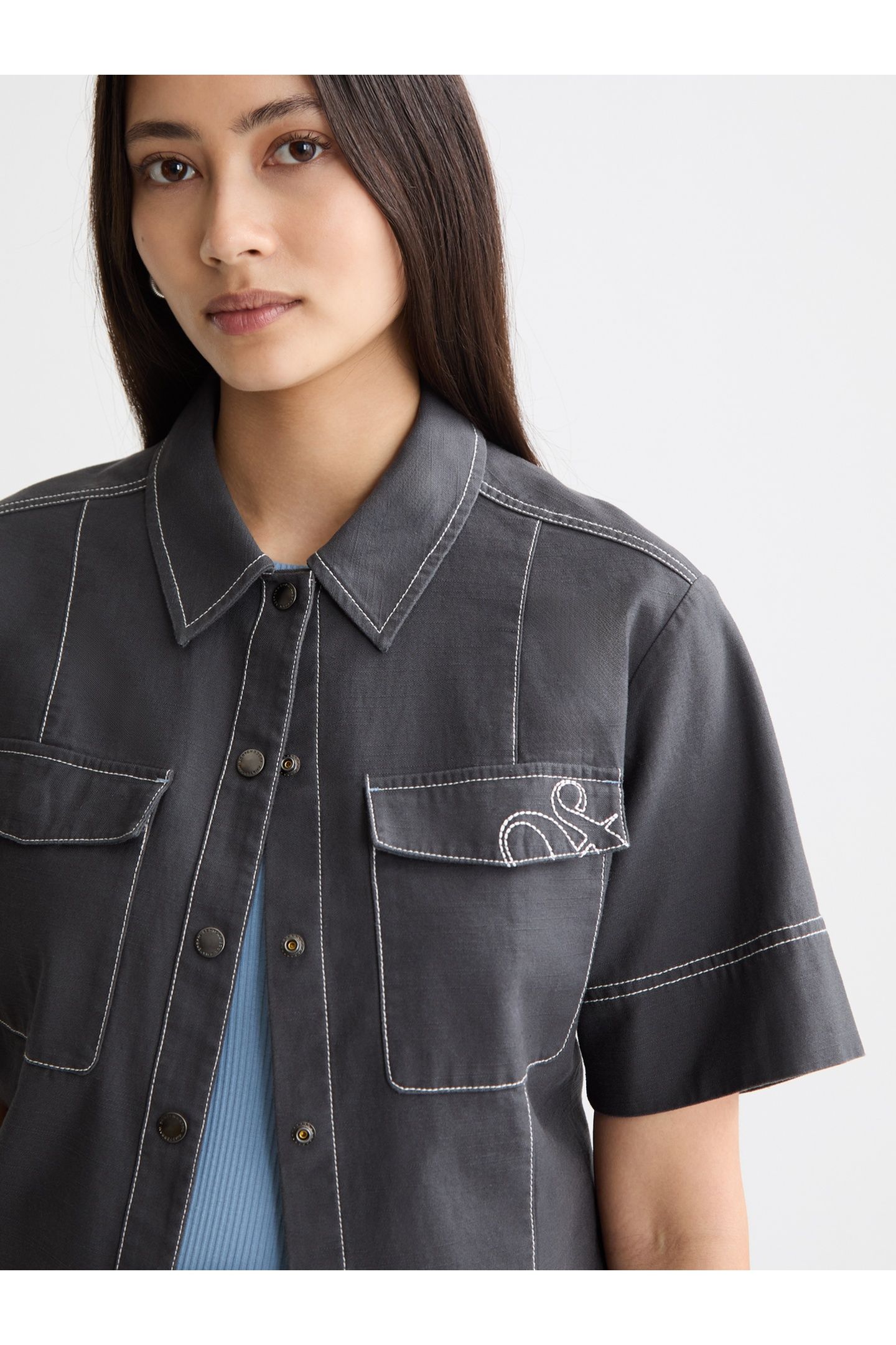 PATCH POCKET SHORT SLEEVE SHIRT CHARCOAL ART 6
