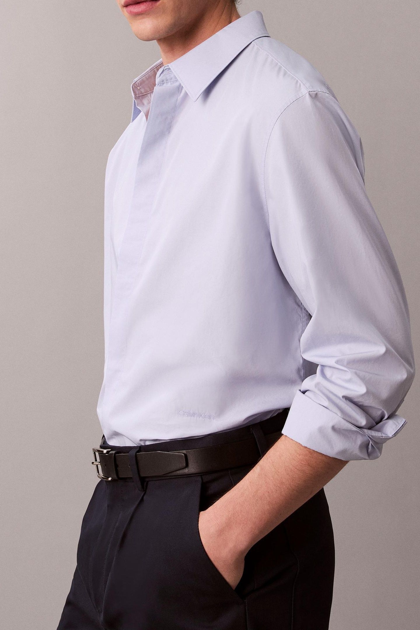 LS SOLID CRISP SHIRT CASUAL BLUE 5