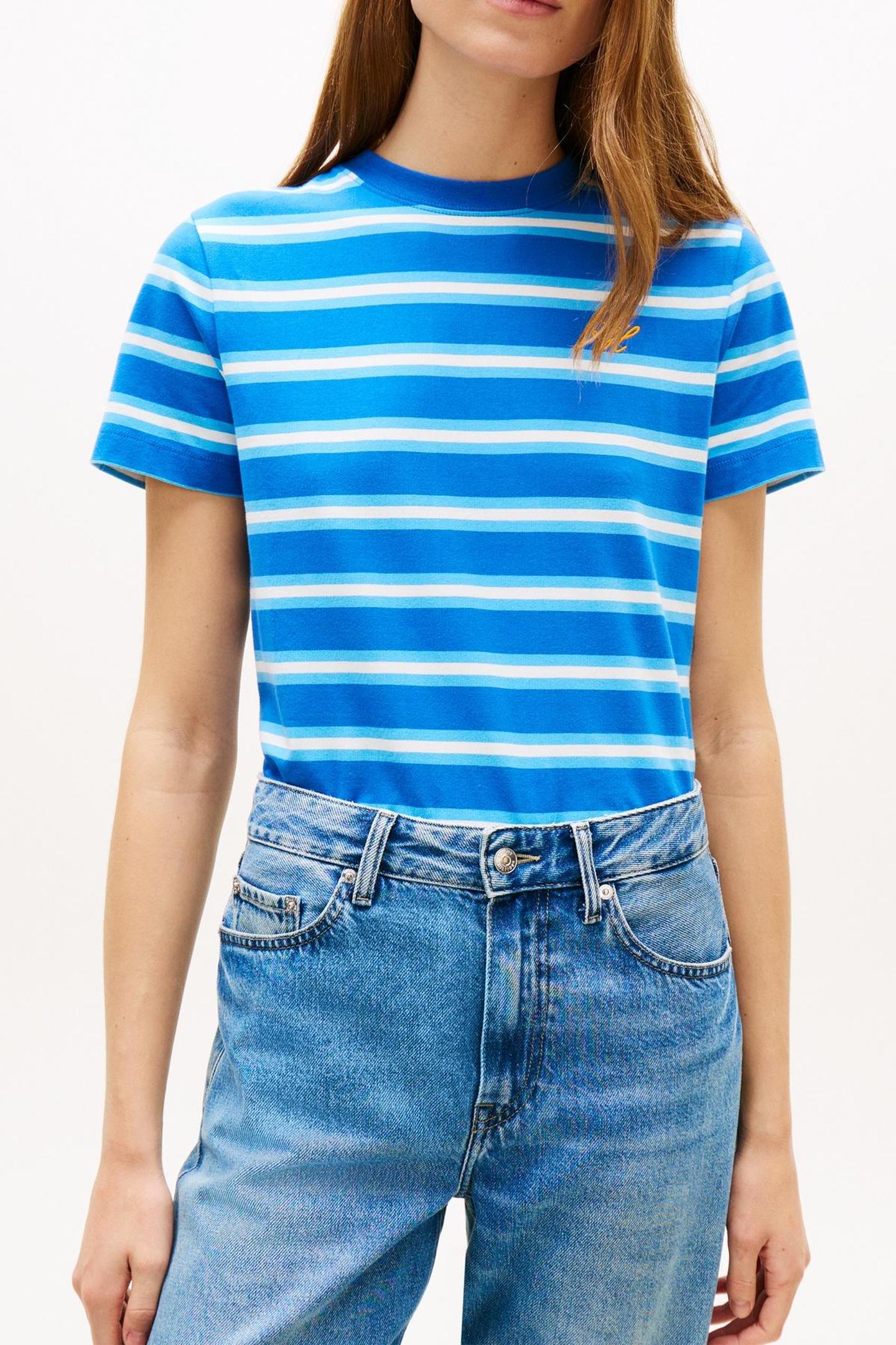 TH SCRIPT REGULAR C-NECK T-SHIRT PREPPY STRIPE BLUE ORBIT 1