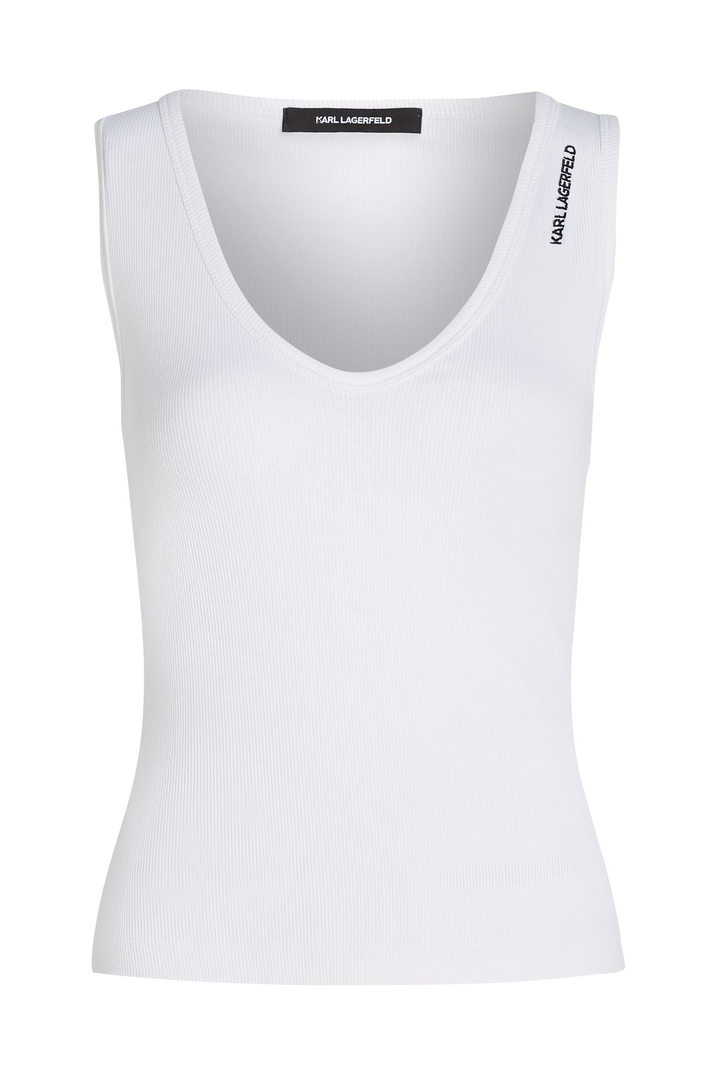 RIBBED V-NECK TANK TOP WHITE 4
