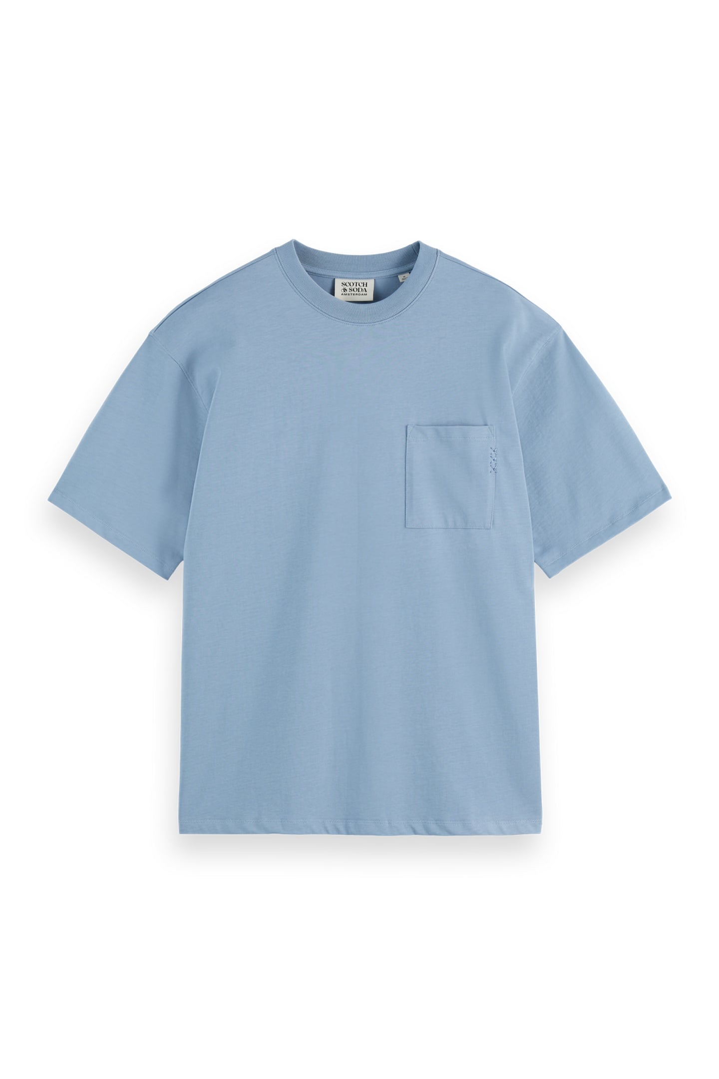 LOOSE-FIT 3 CROSSES POCKET T-SHIRT FADED DENIM 1