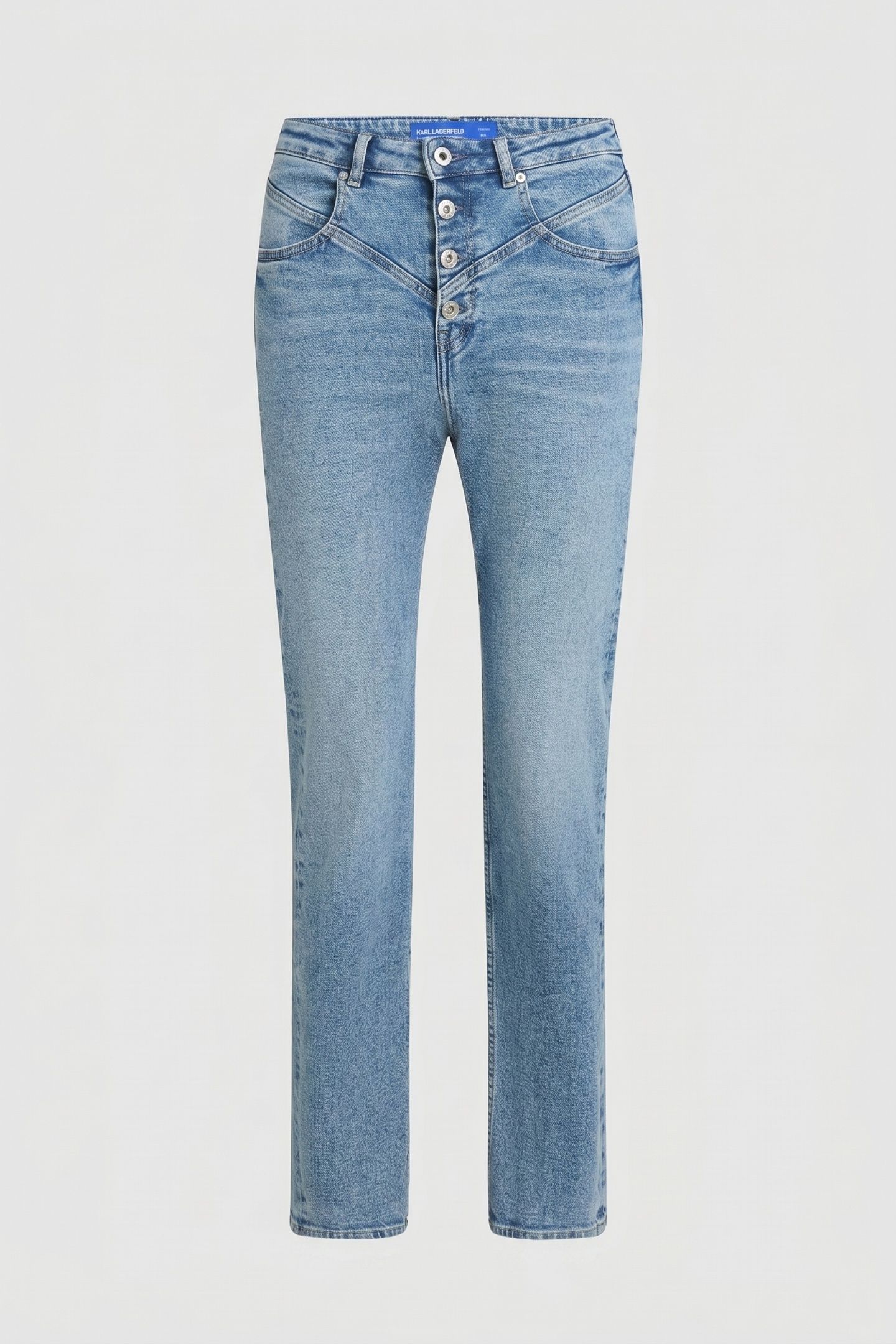SEAMED STRAIGHT DENIM WASHED MID BLUE 6