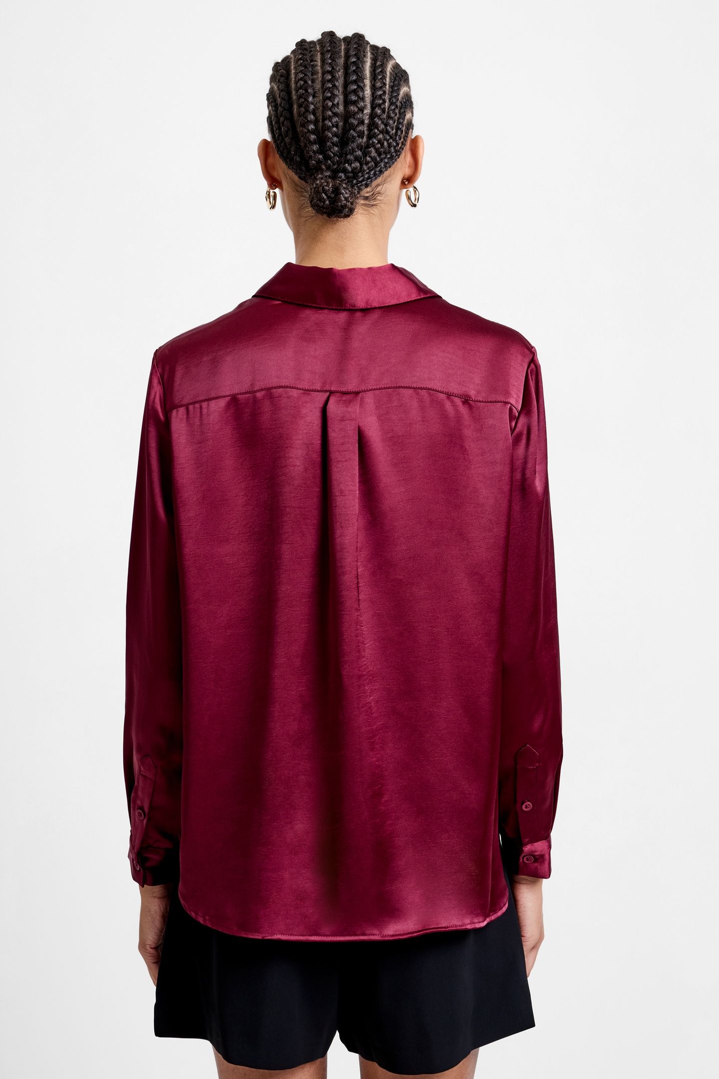 IRINA SATIN LS SHIRT BORDEAUX RED 3