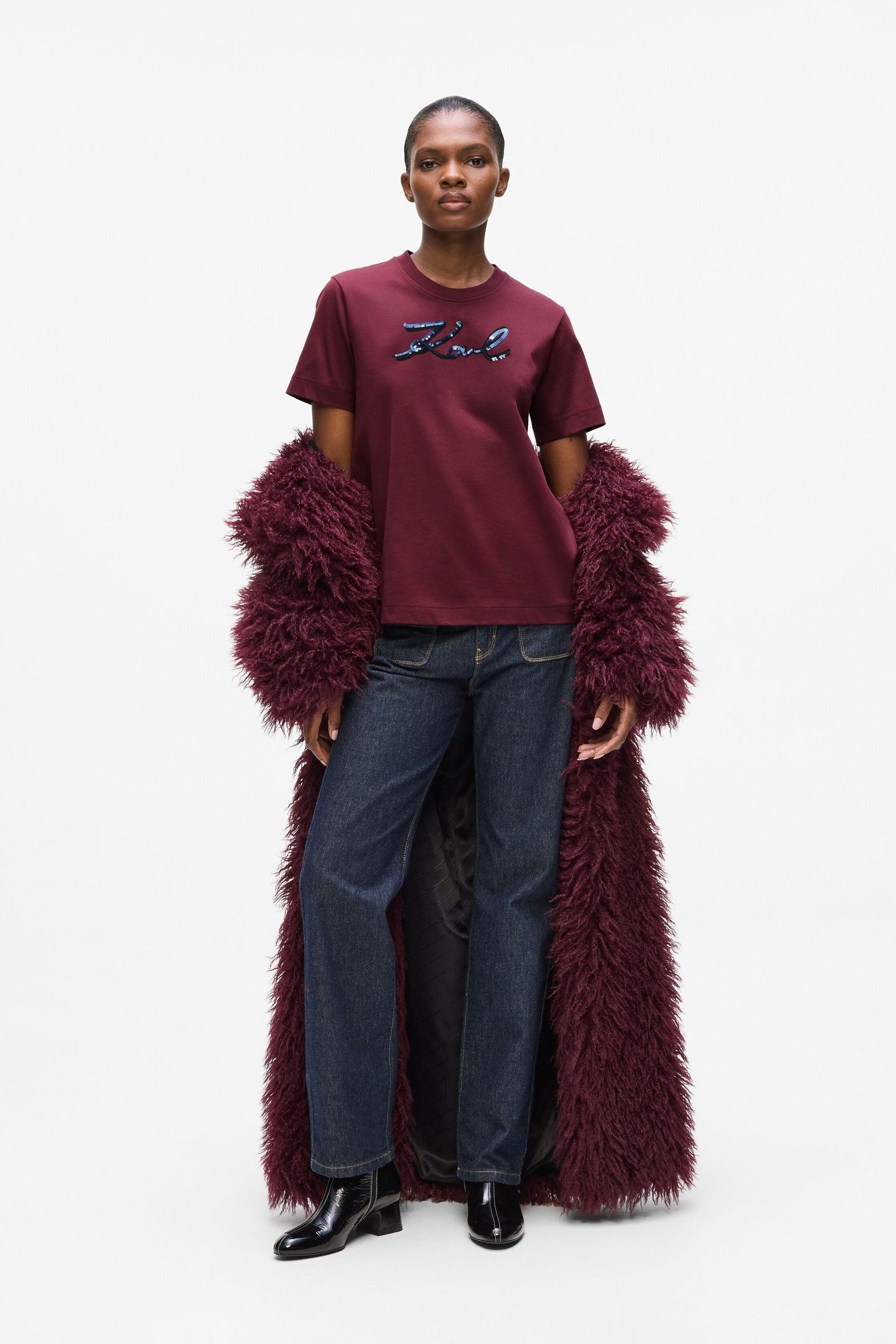 SIGNATURE SEQUINS T-SHIRT WINDSOR BURGUNDY 2