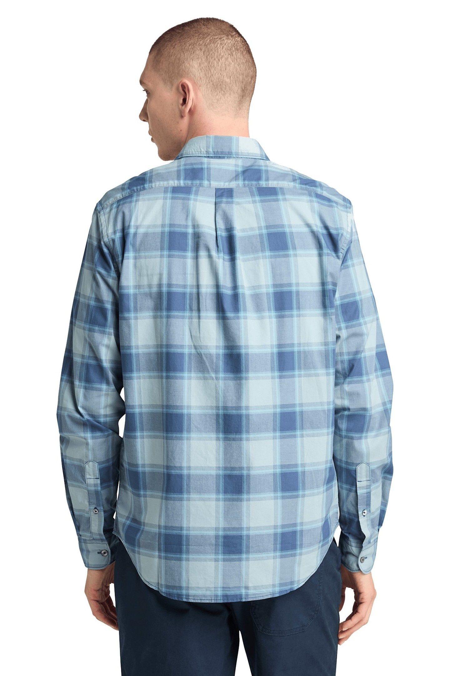 POPLIN CHECK SHIRT DARK DENIM YD 2