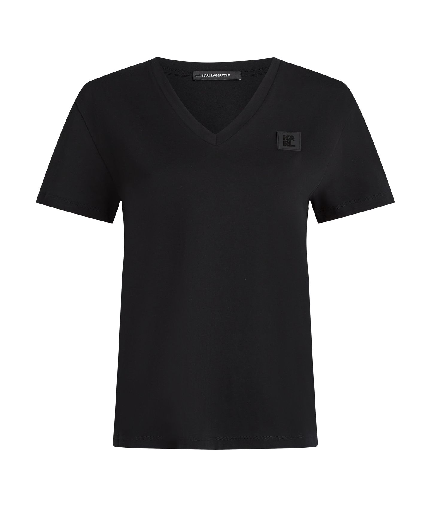 RUBBER PATCH V-NECK T-SHIRT BLACK 5