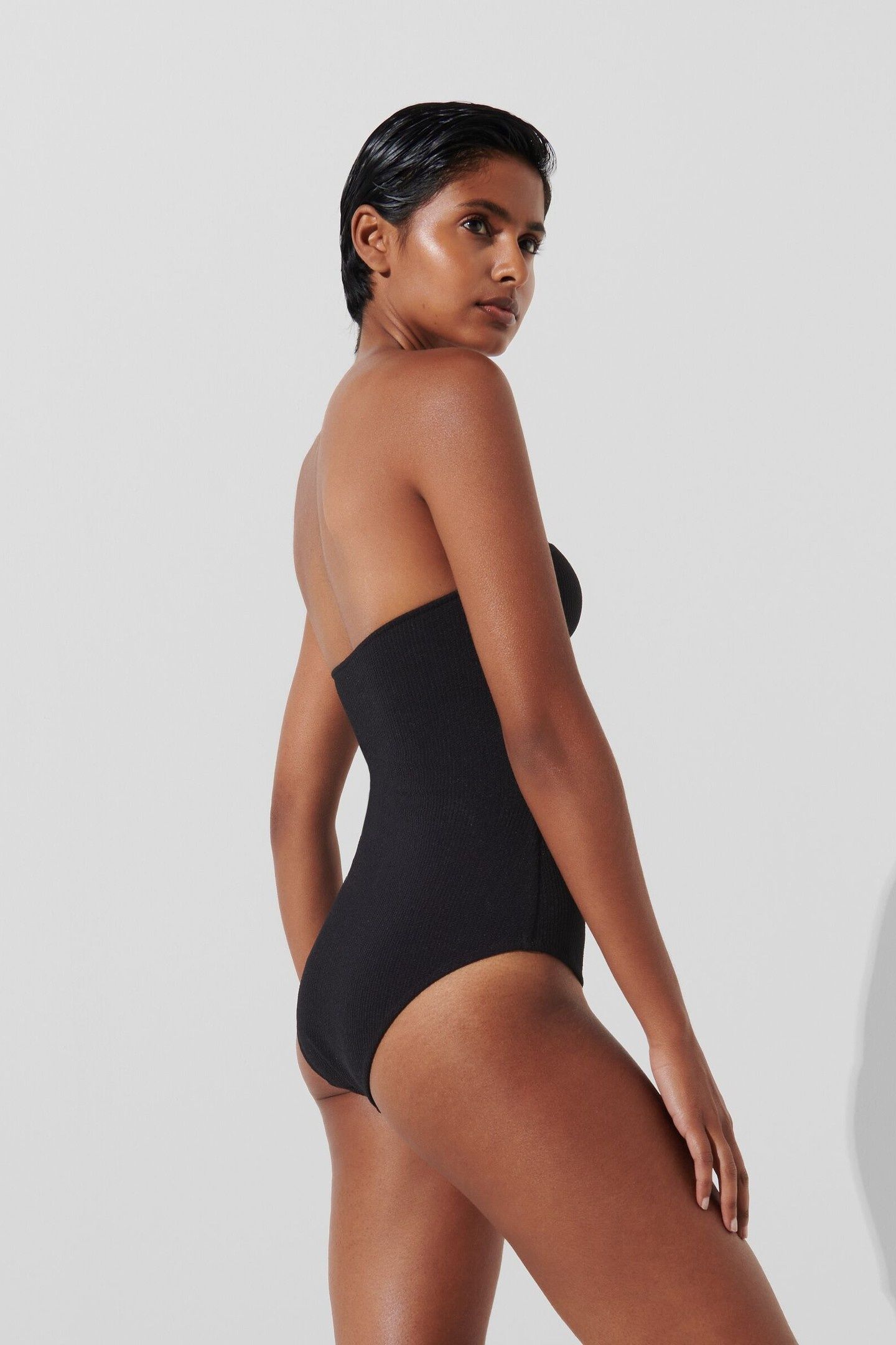KARL DNA STRAPLESS SWIMSUIT BLACK 2