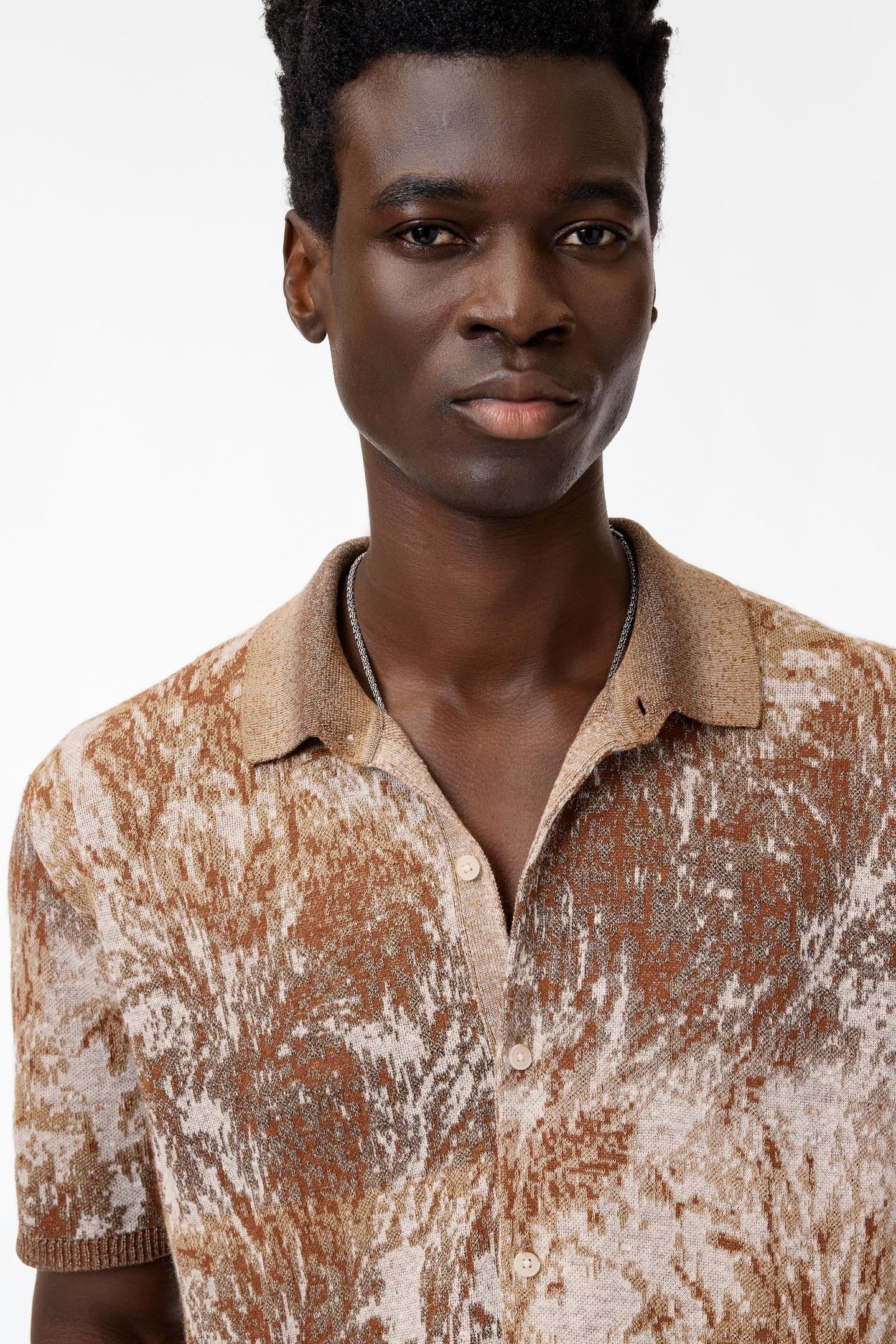 DEMONTE REGULAR FIT SS SHIRT IN PALM LEA FOSSIL GREY 3