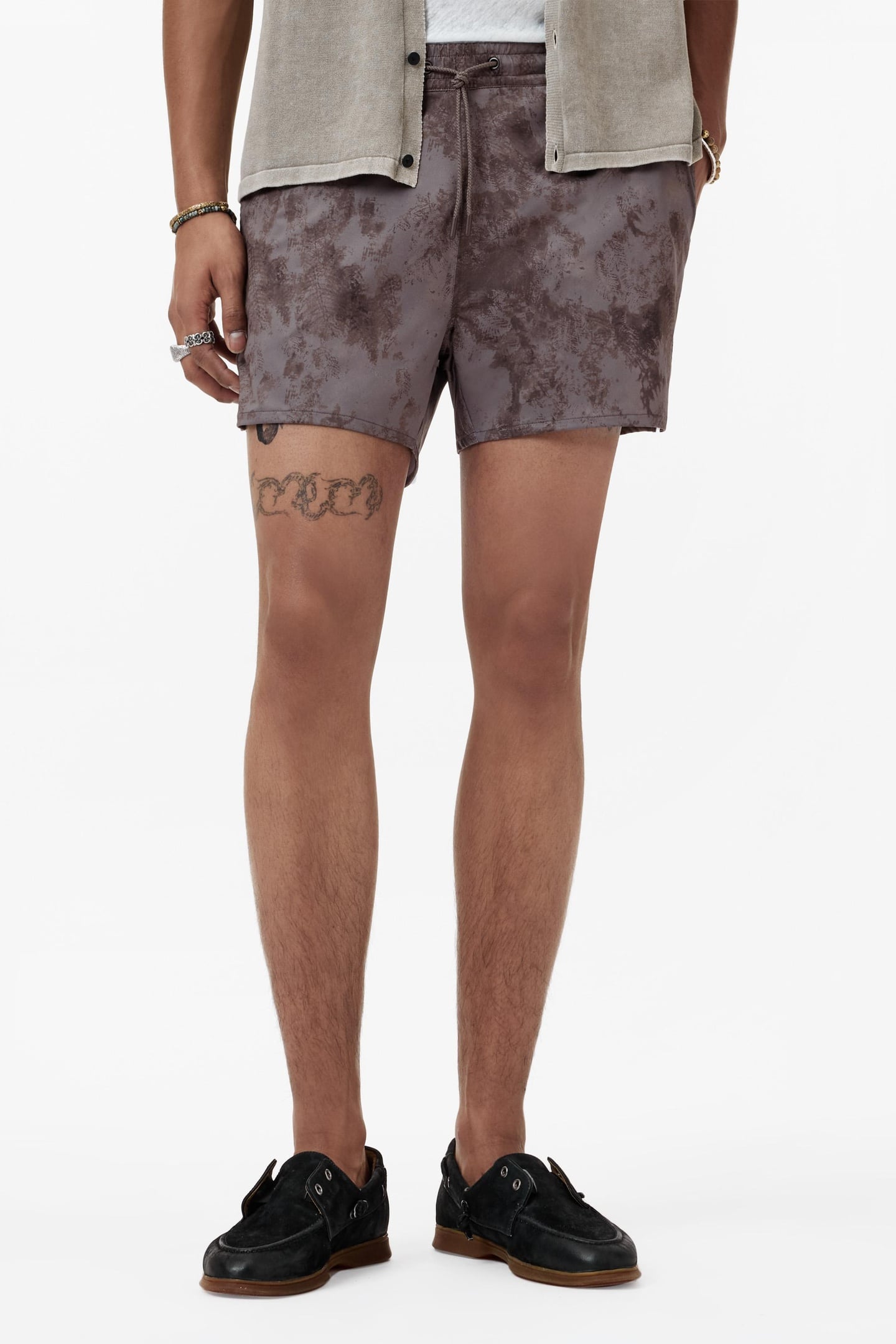 MAUI DRAWSTRING SWIM SHORTS IN PALM TREE MAUVEWOOD 1