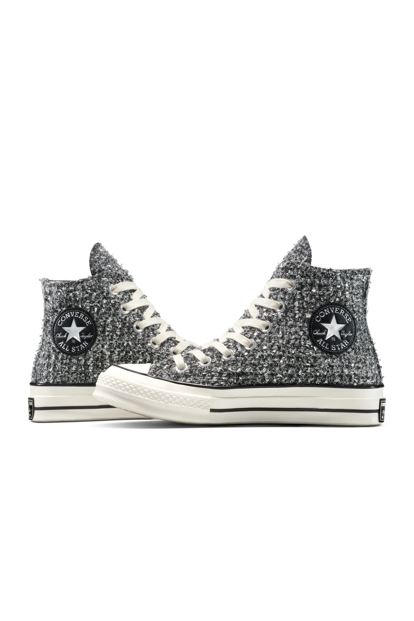 UNISEX CHUCK 70 HI BLACK/SILVER/EGRET 4