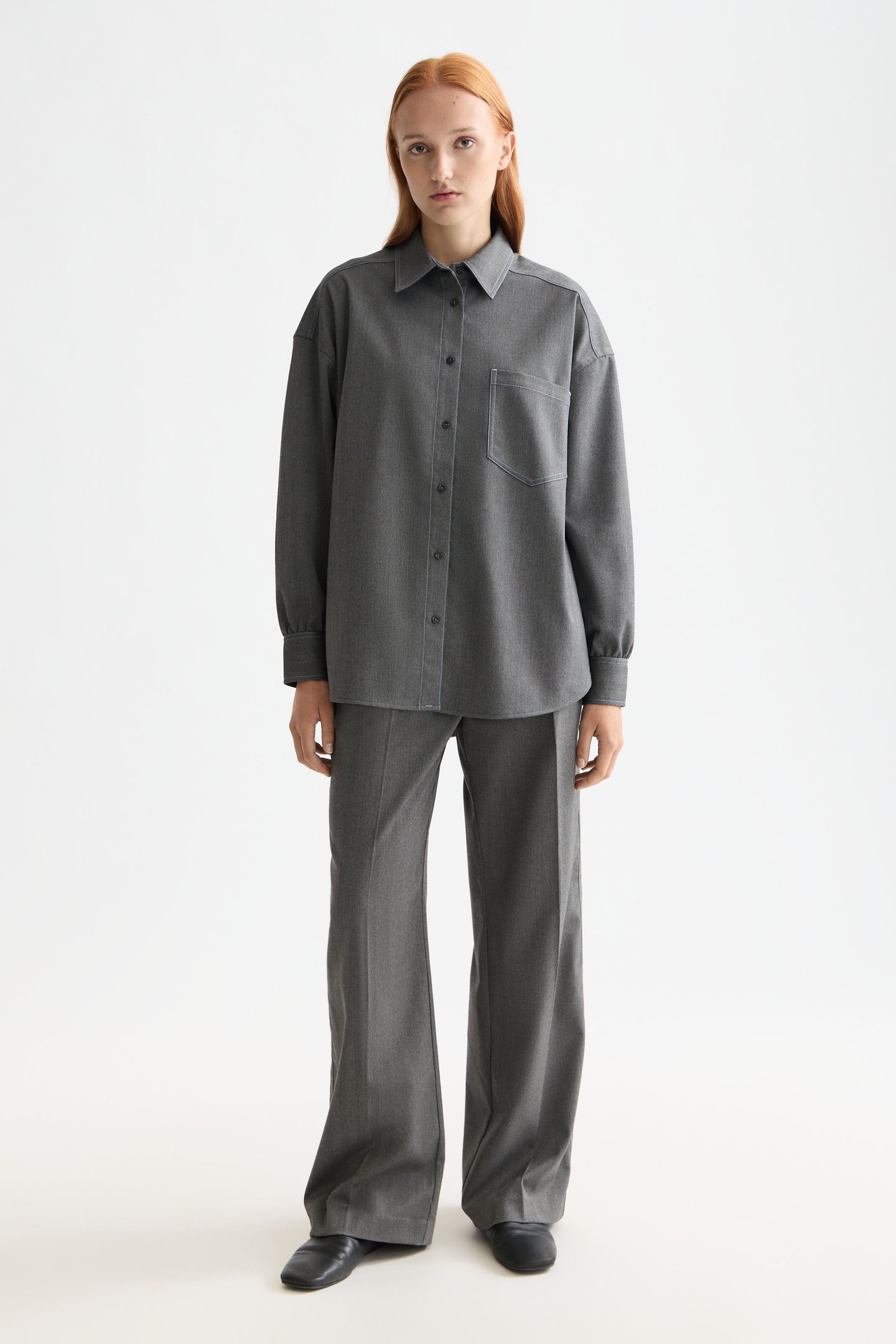 GIRLFRIEND HERRINGBONE SHIRT GREY BLACK HERRINGBONE 1