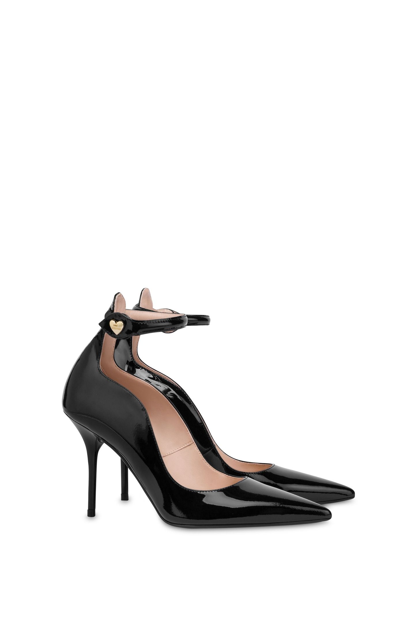 HEART BUTTON PATENT LEATHER PUMPS BLACK 3