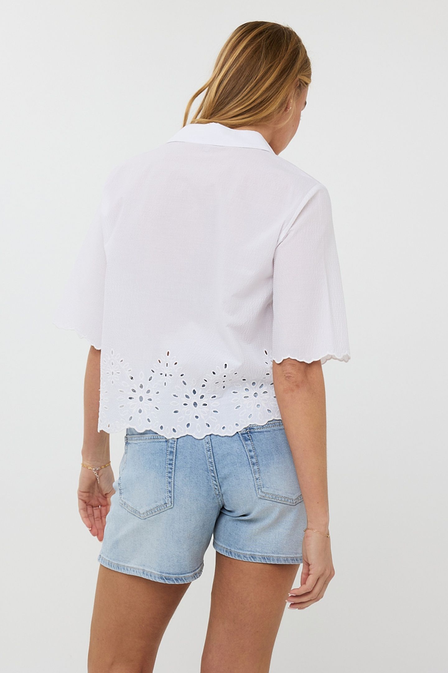 BLOUSE CROPPED CRINKLE EMBROIDERY OFF WHITE 3