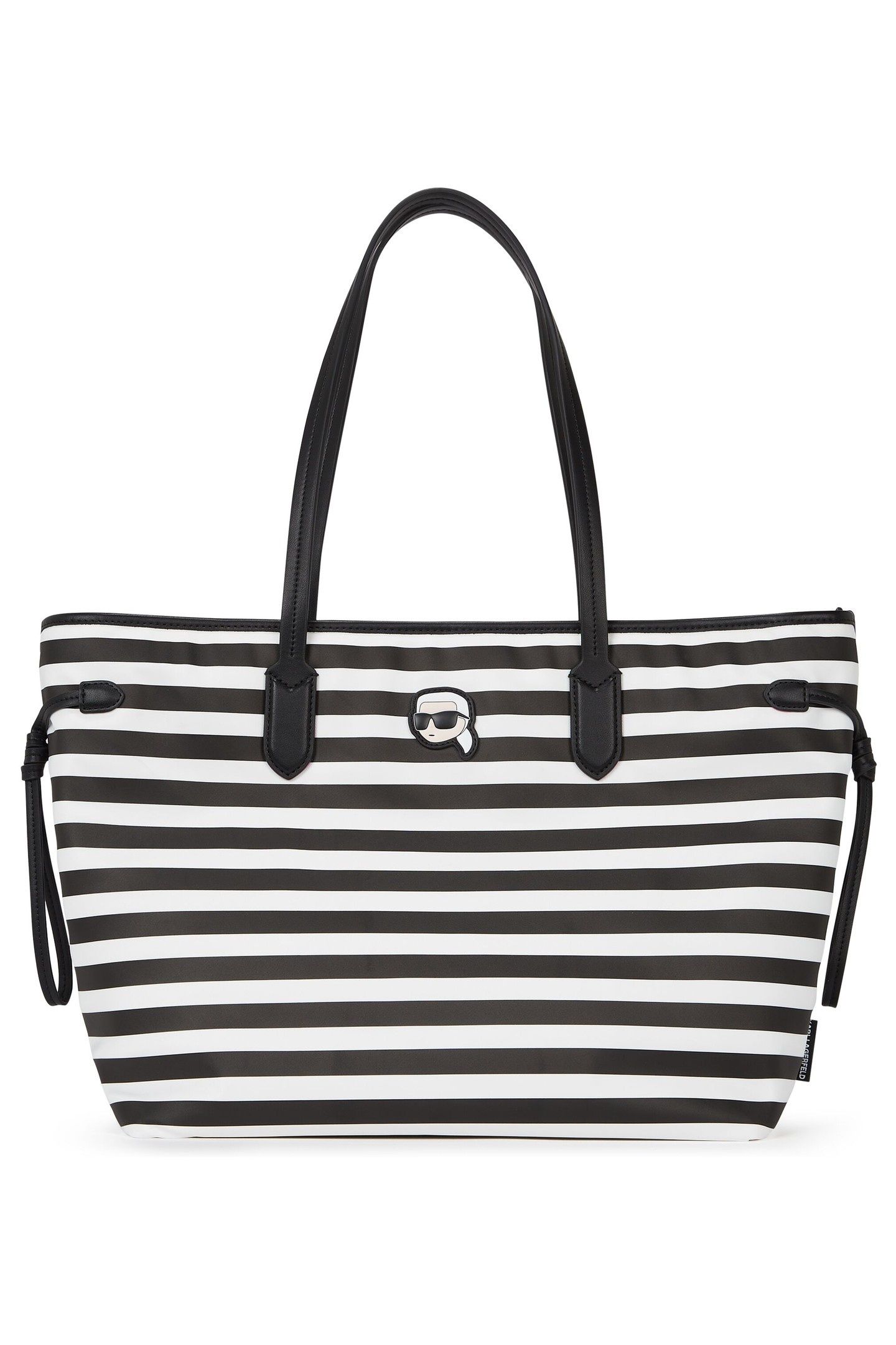 IKON NYLON TOTE SMALL STRIPE BLACK-WHITE 2
