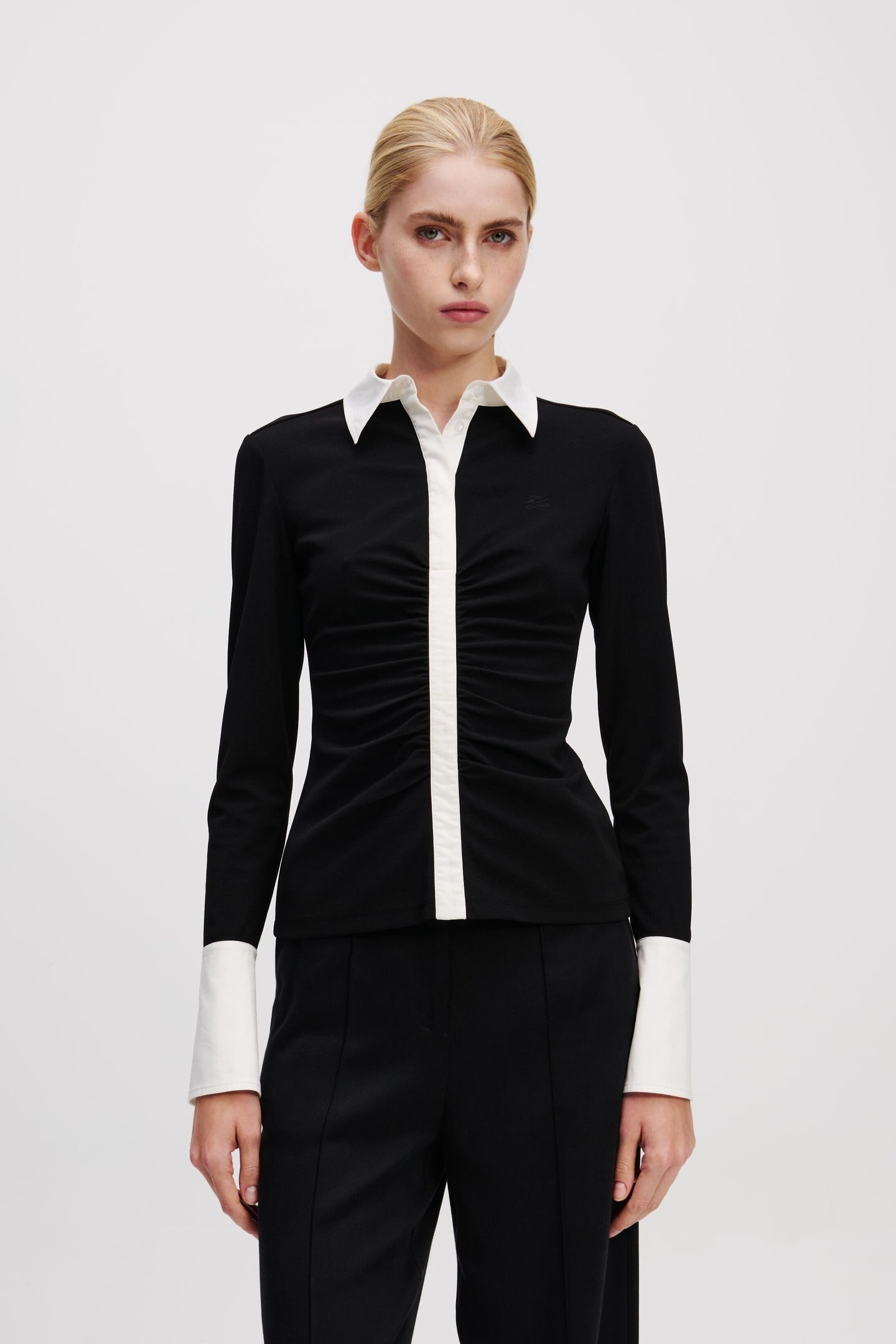 LONGSLEEVE POLO TOP BLACK 1