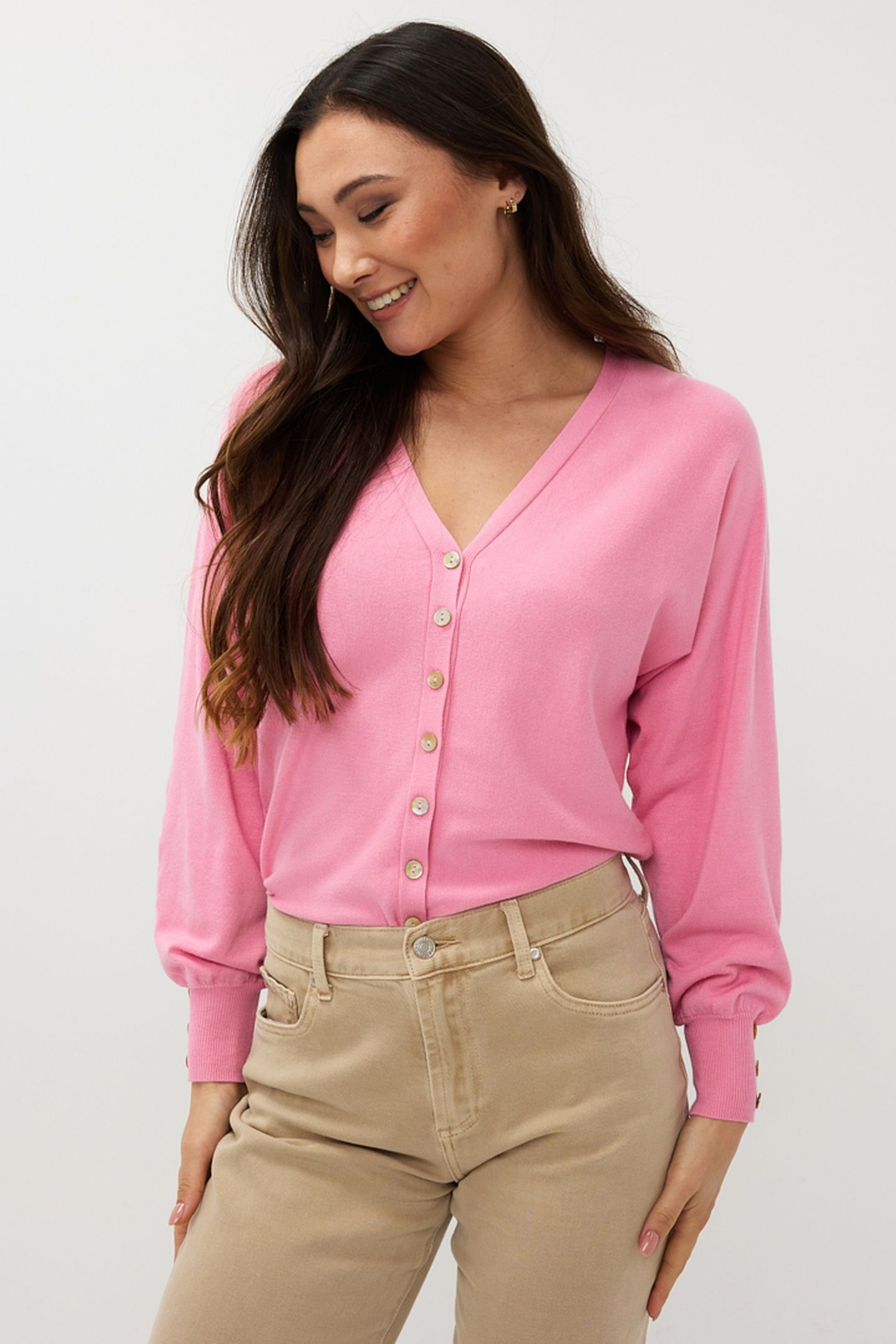 CARDIGAN BATWING BASIC KNIT ROSE 2