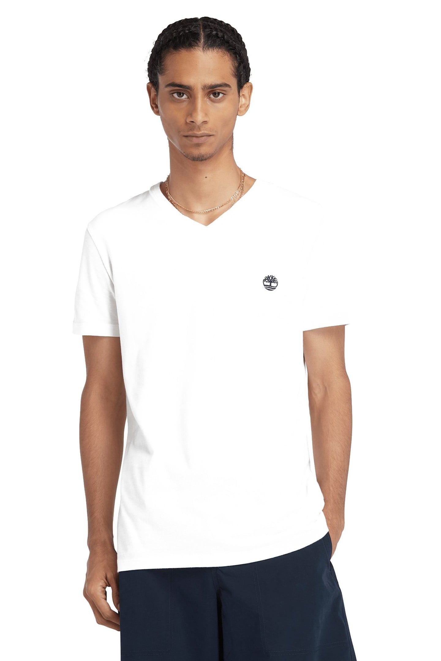 V NECK SHORT SLEEVE TEE WHITE 1