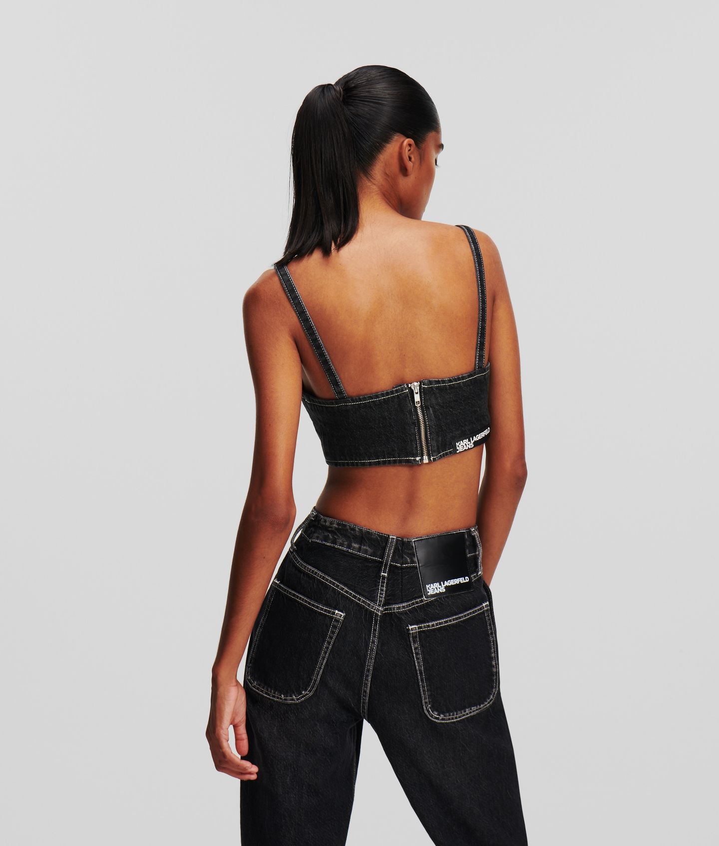 KLJ DENIM BUSTIER WASHED BLACK CONTRAST 3
