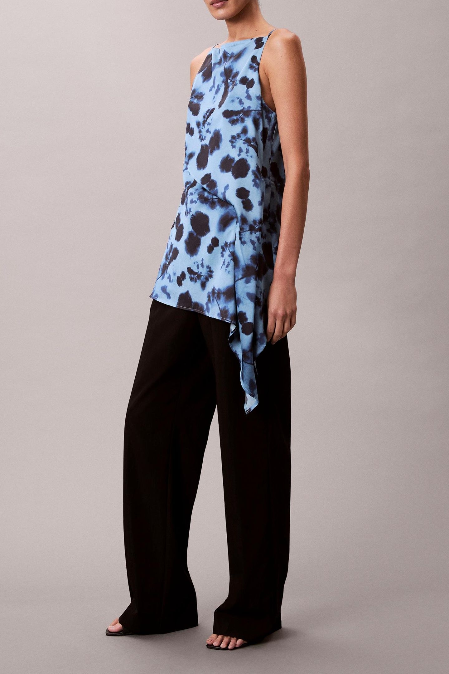 PRINTED SATIN TWISTE SHIRT BLUE 2