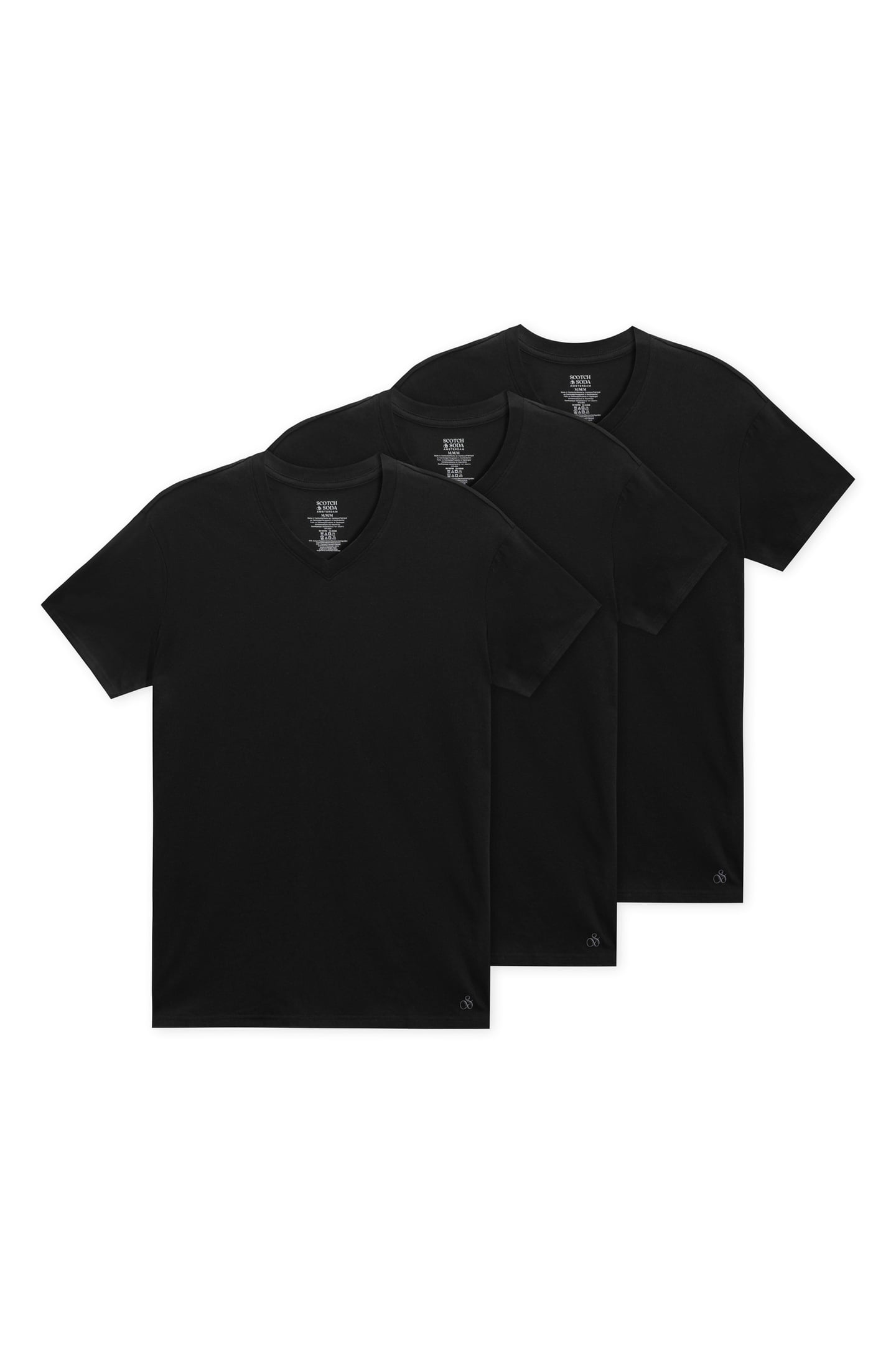 3PK MENS ULTRA SOFT V-NECK TEE UNDERWEAR BLACK 1