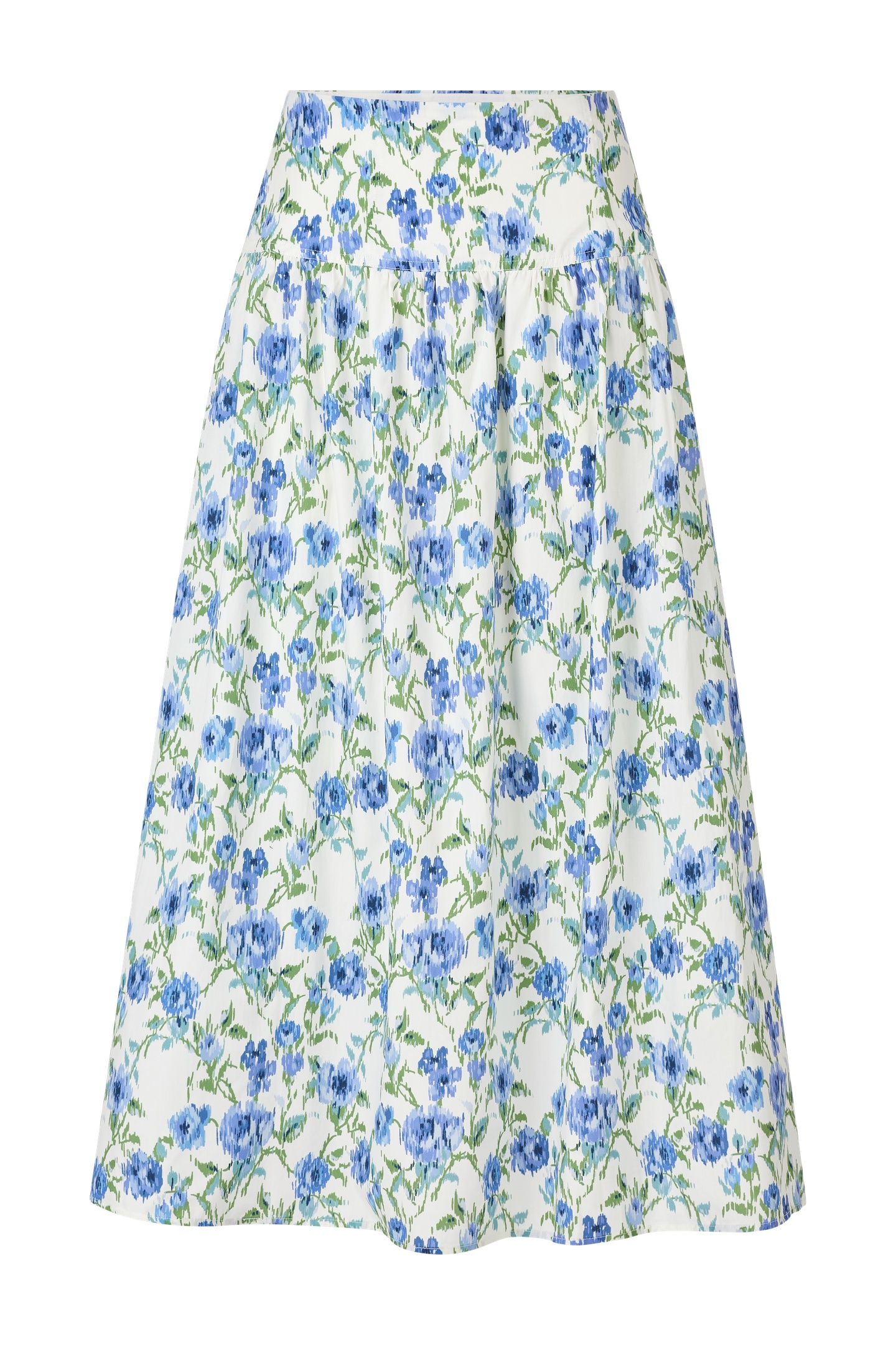 PRINTED COTTON MIDI SKIRT PALACE BLUE 4