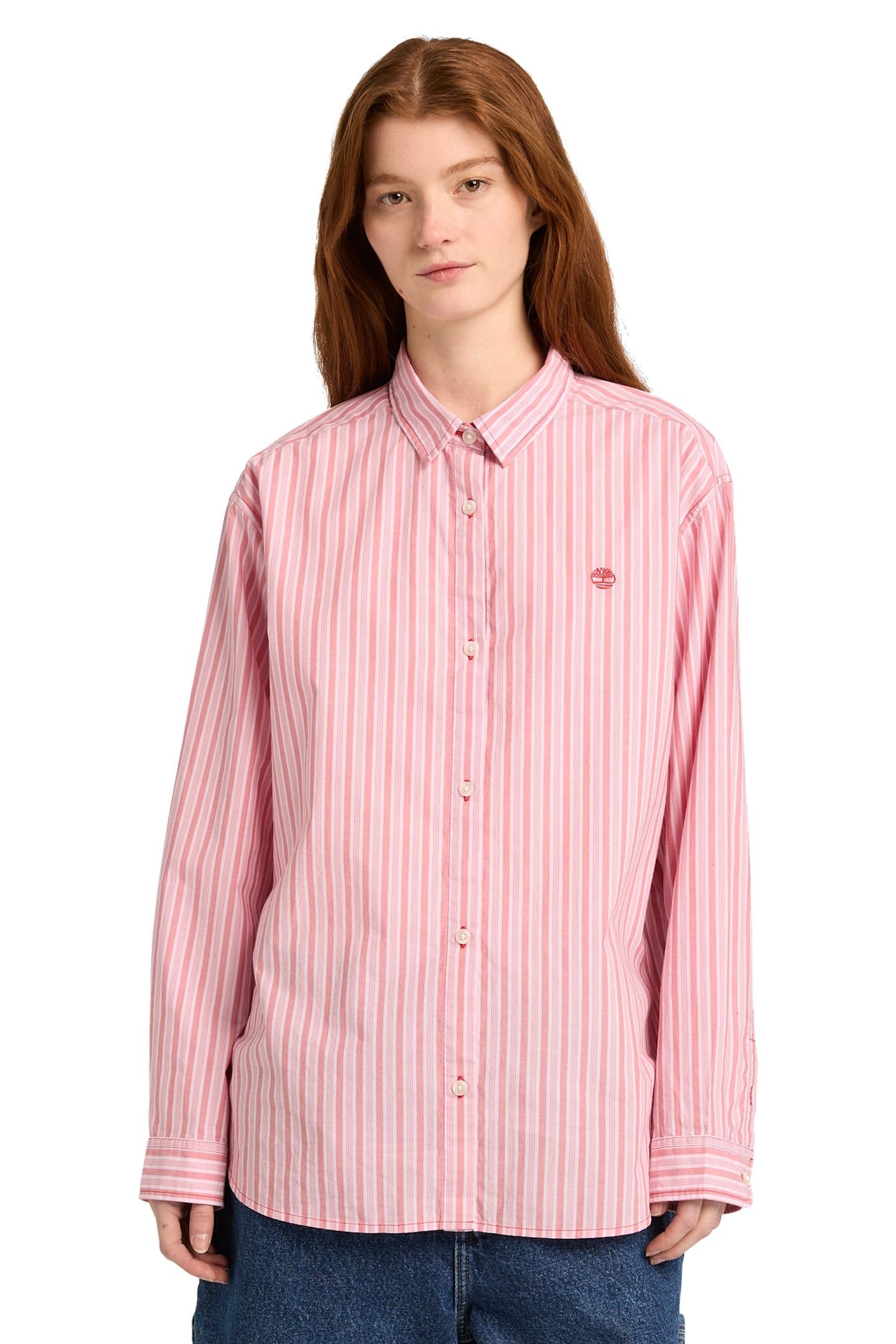 POPELINE STRIPE LONG-SLEEVE SHIRT MEDIUM RED 1