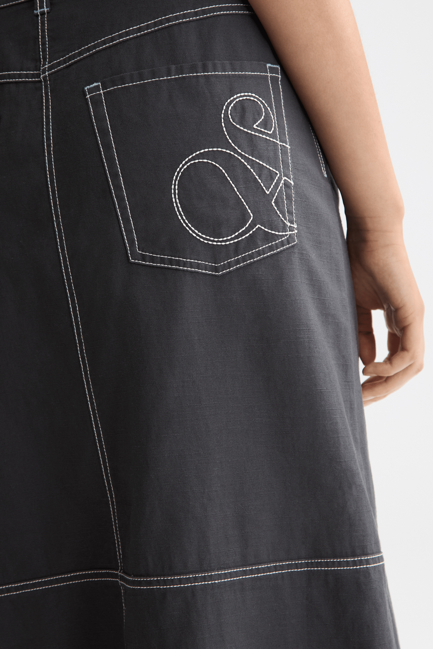 WORKWEAR MIDI SKIRT WITH FRONT SLIT CHARCOAL ART 9