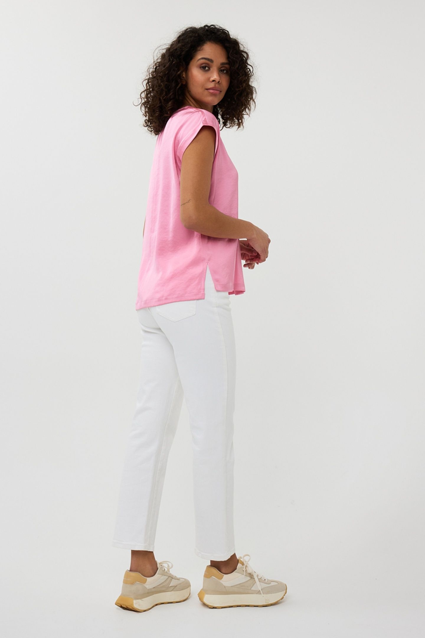 BLOUSE R-NECK SATIN LOOK ROSE 4