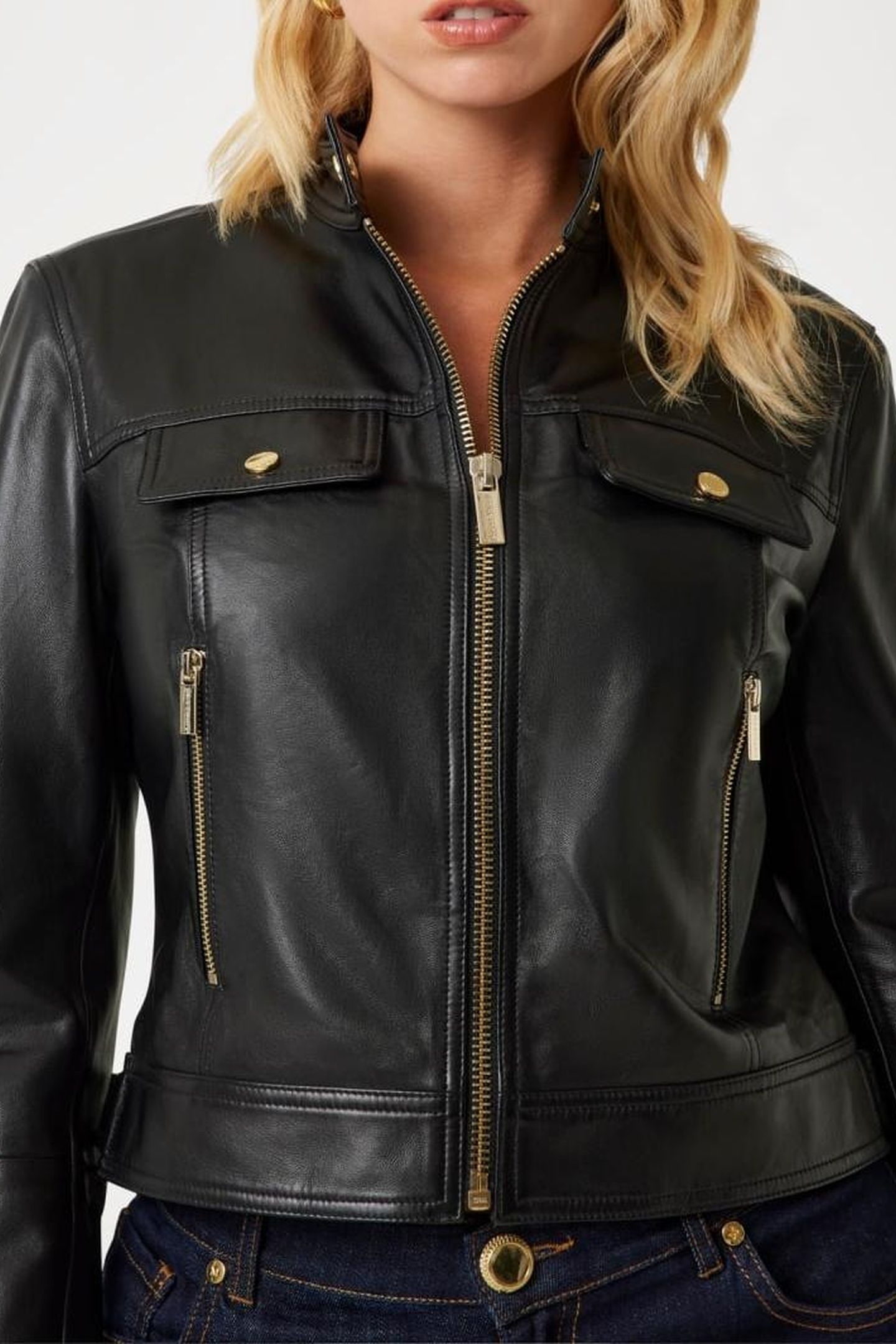 LANA LEATHER FITTED JET BLACK A996 1