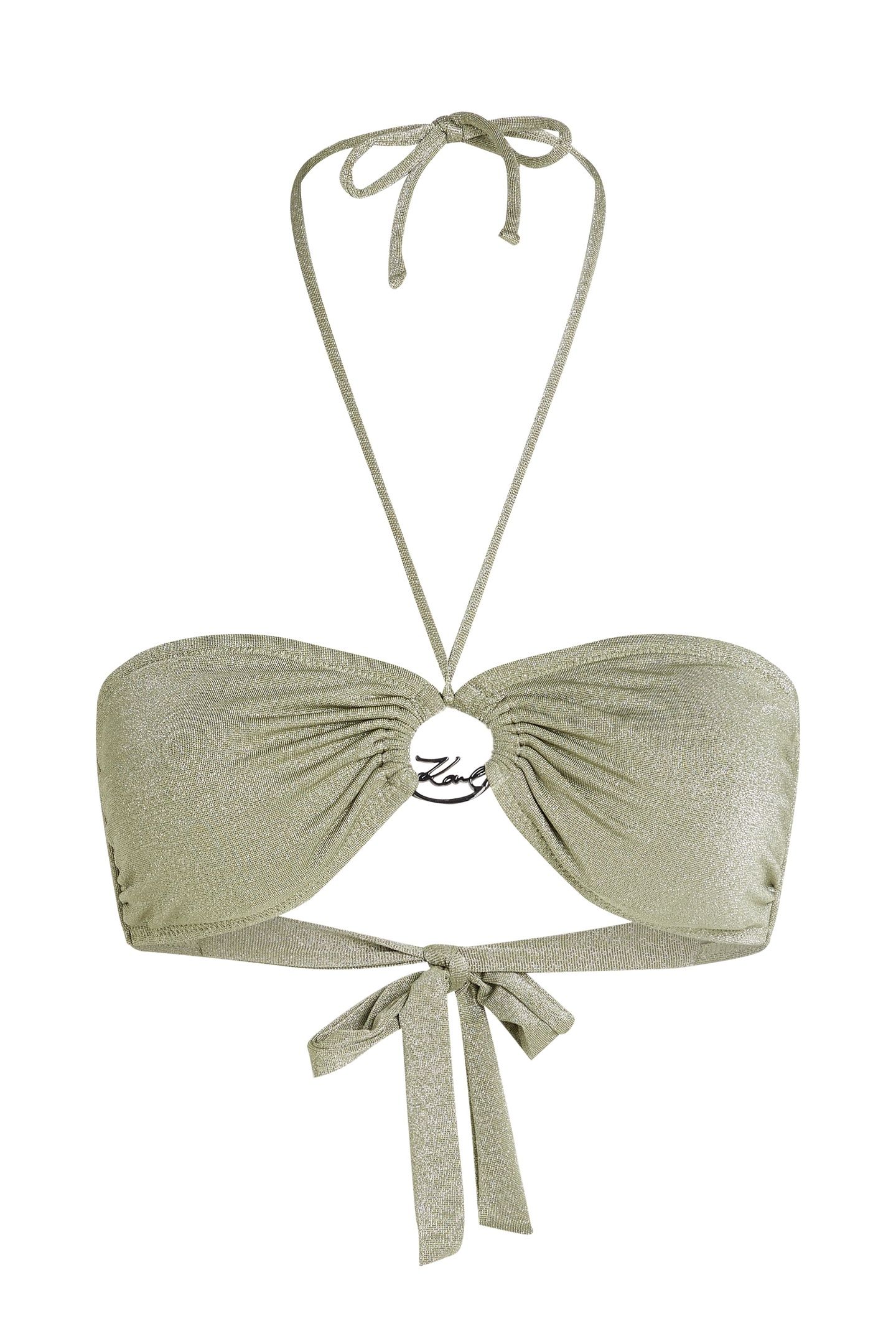 KARL DNA RING HALTER BANDEAU OIL GREEN LUREX 2