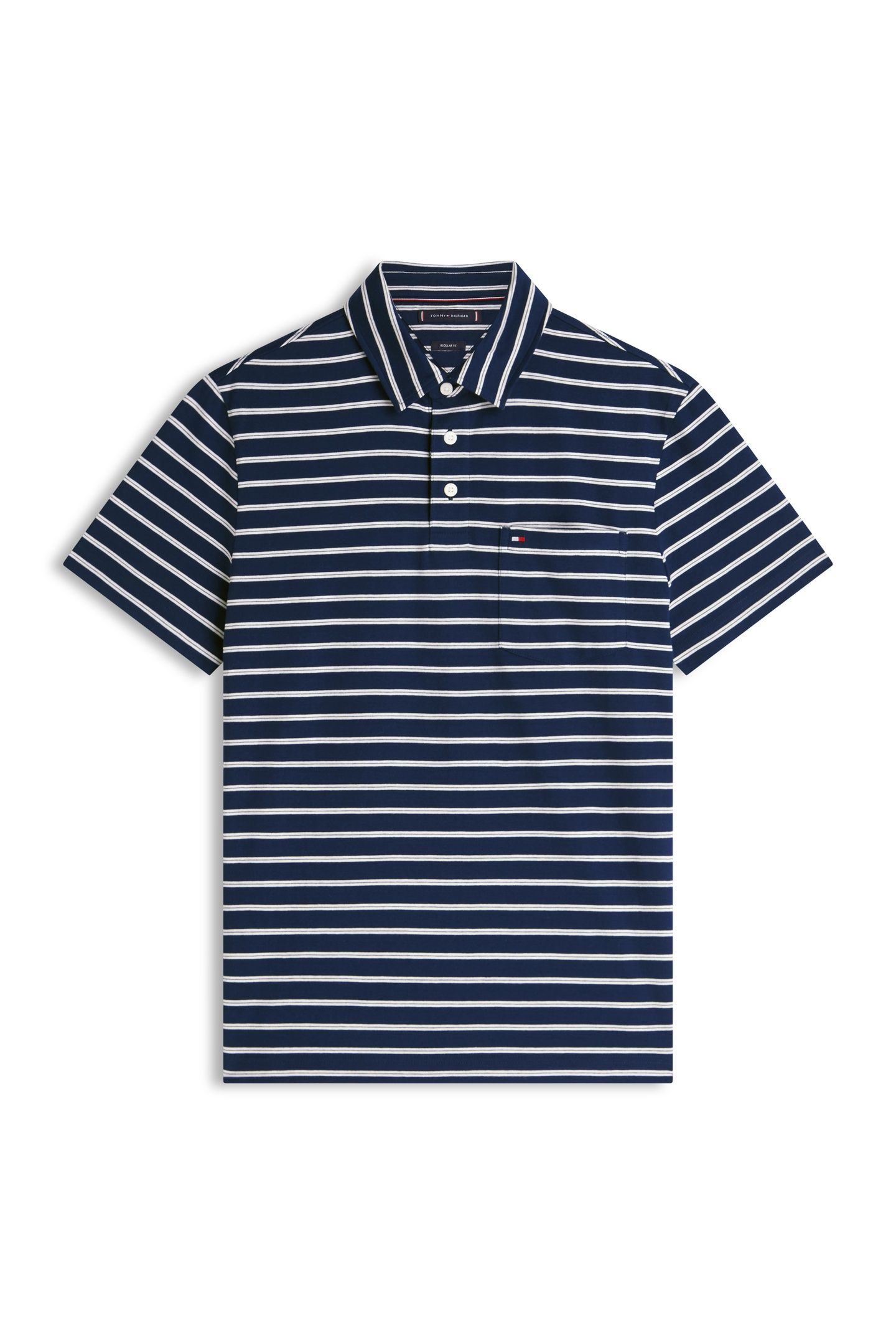 SINGLE JERSEY STRIPE POLO CARBON NAVY/IVORY PETAL 4