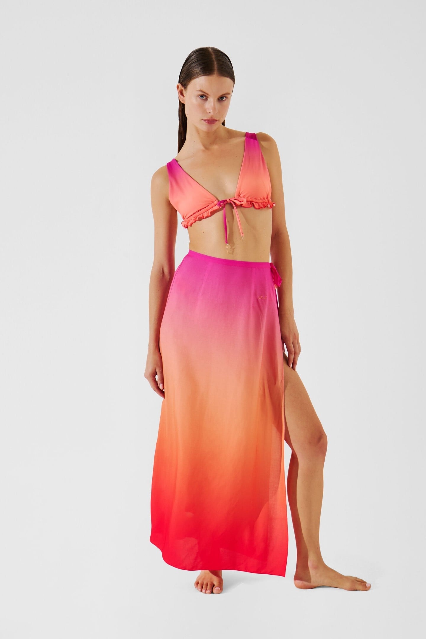 PRINTED TIE MAXI PAREO OMBRE HIBISCUS-CARMELIA 1