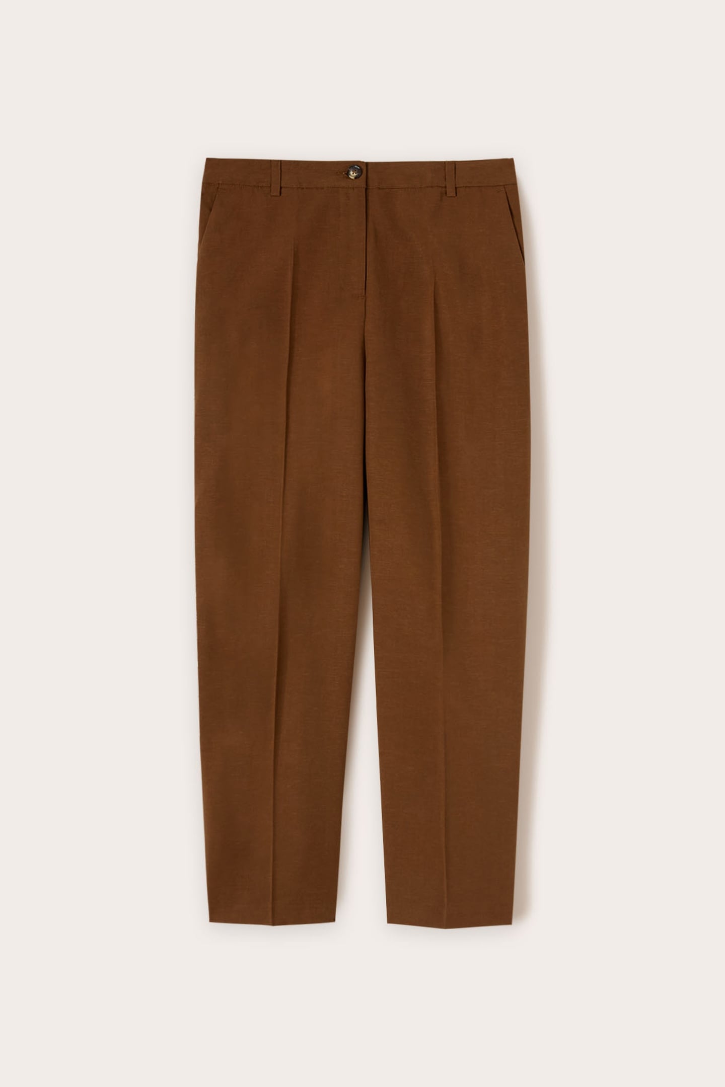 REGULAR FIT TROUSERS IN LYOCELL BLEND BROWN 4