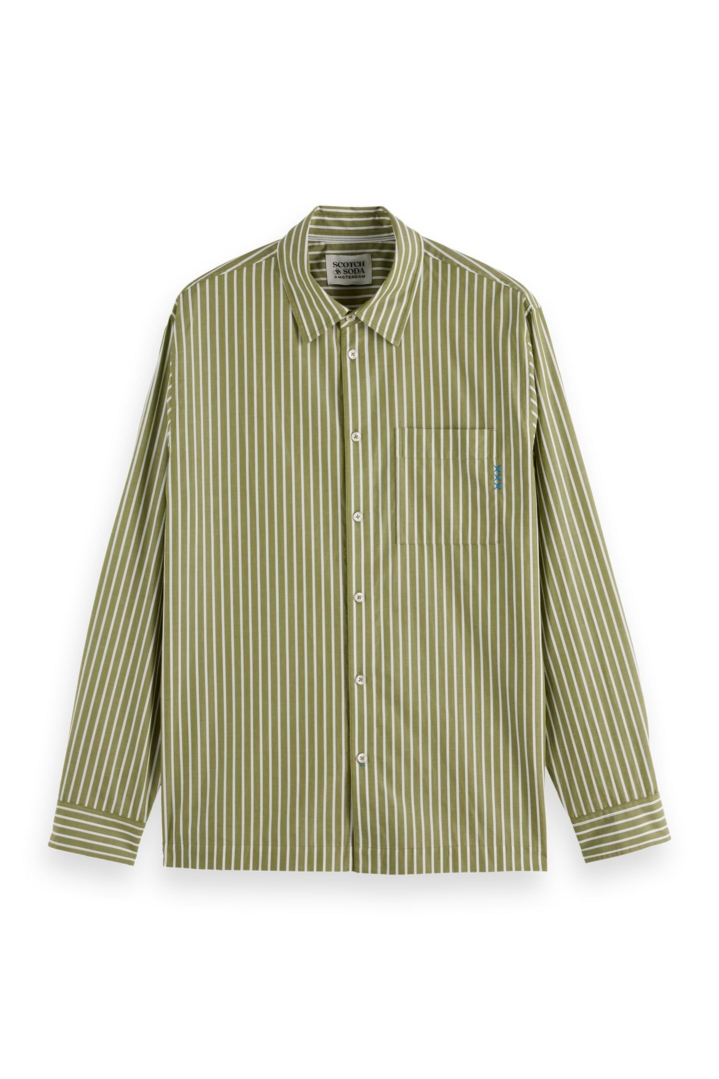 STRIPED RELAXED-FIT POPLIN SHIRT CALLA GREEN STRIPE 1