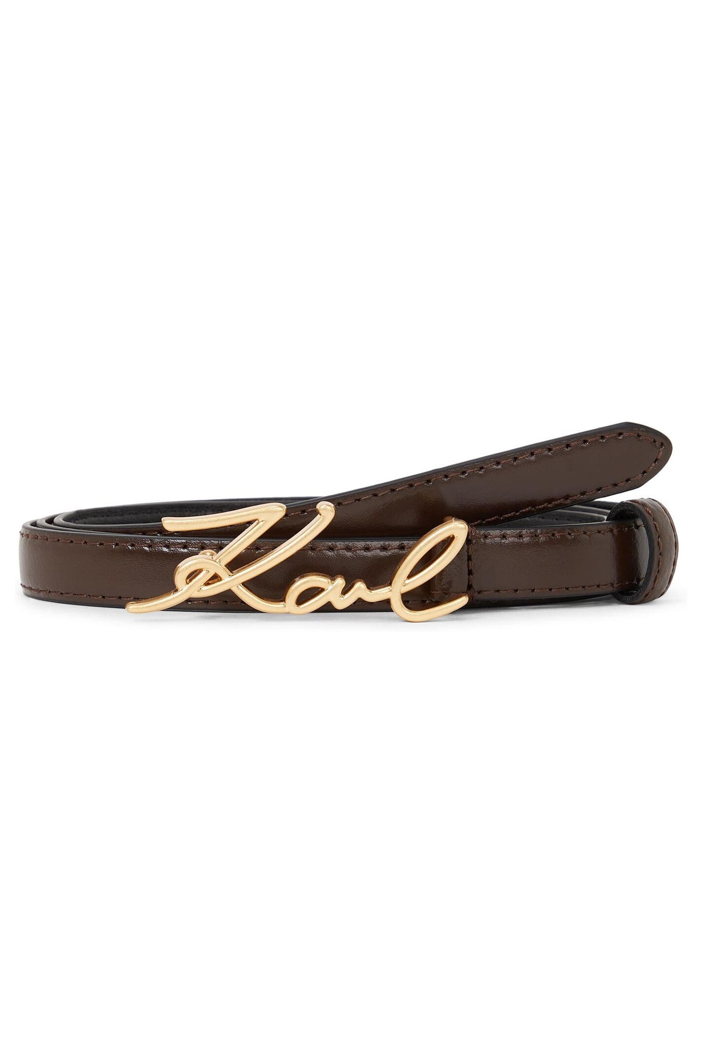 K/SIGNATURE SMALL BUCKLE BELT DARK CHOCOLATE 1