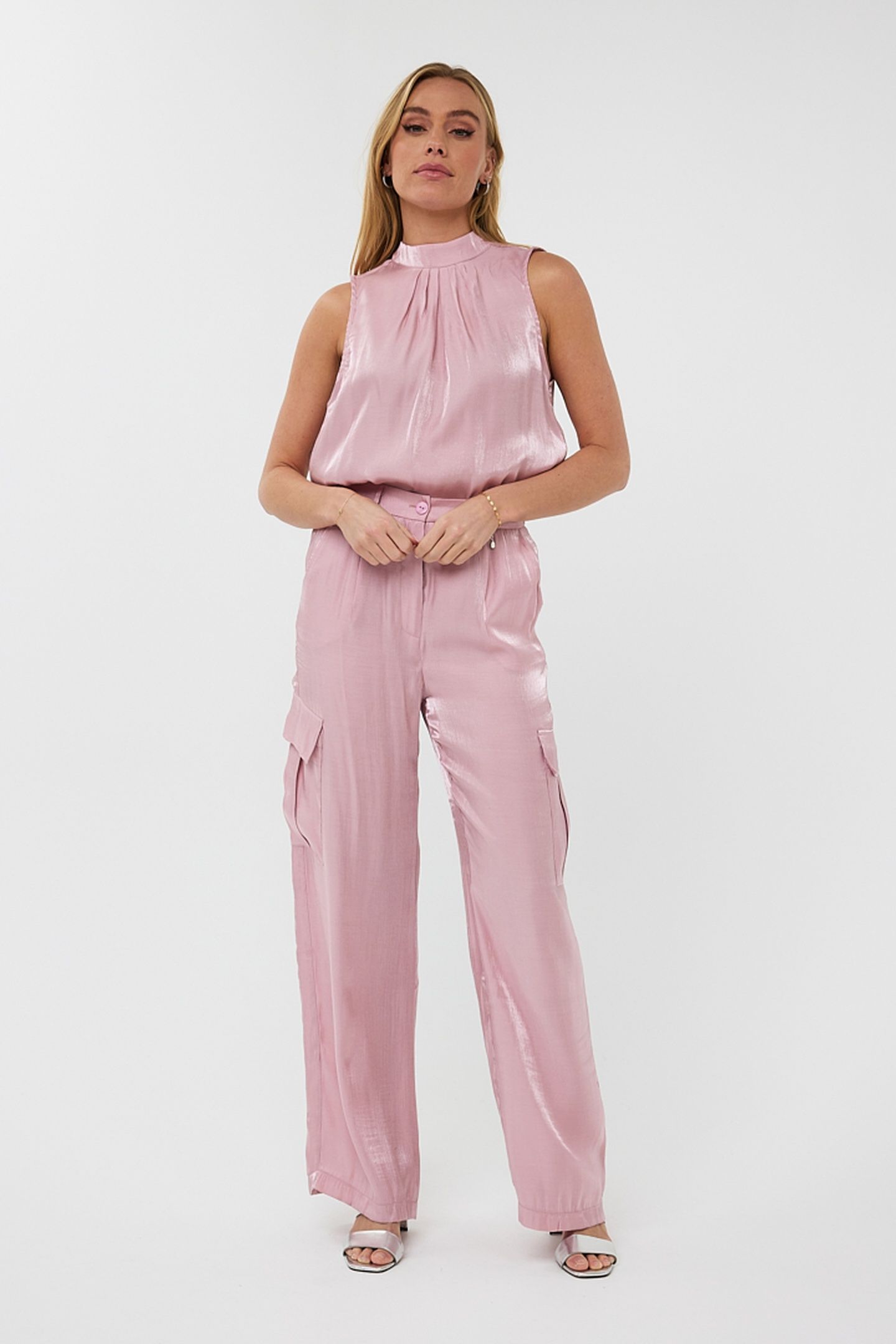 TROUSERS CARGO SILKY TOUCH PASTEL PINK 2