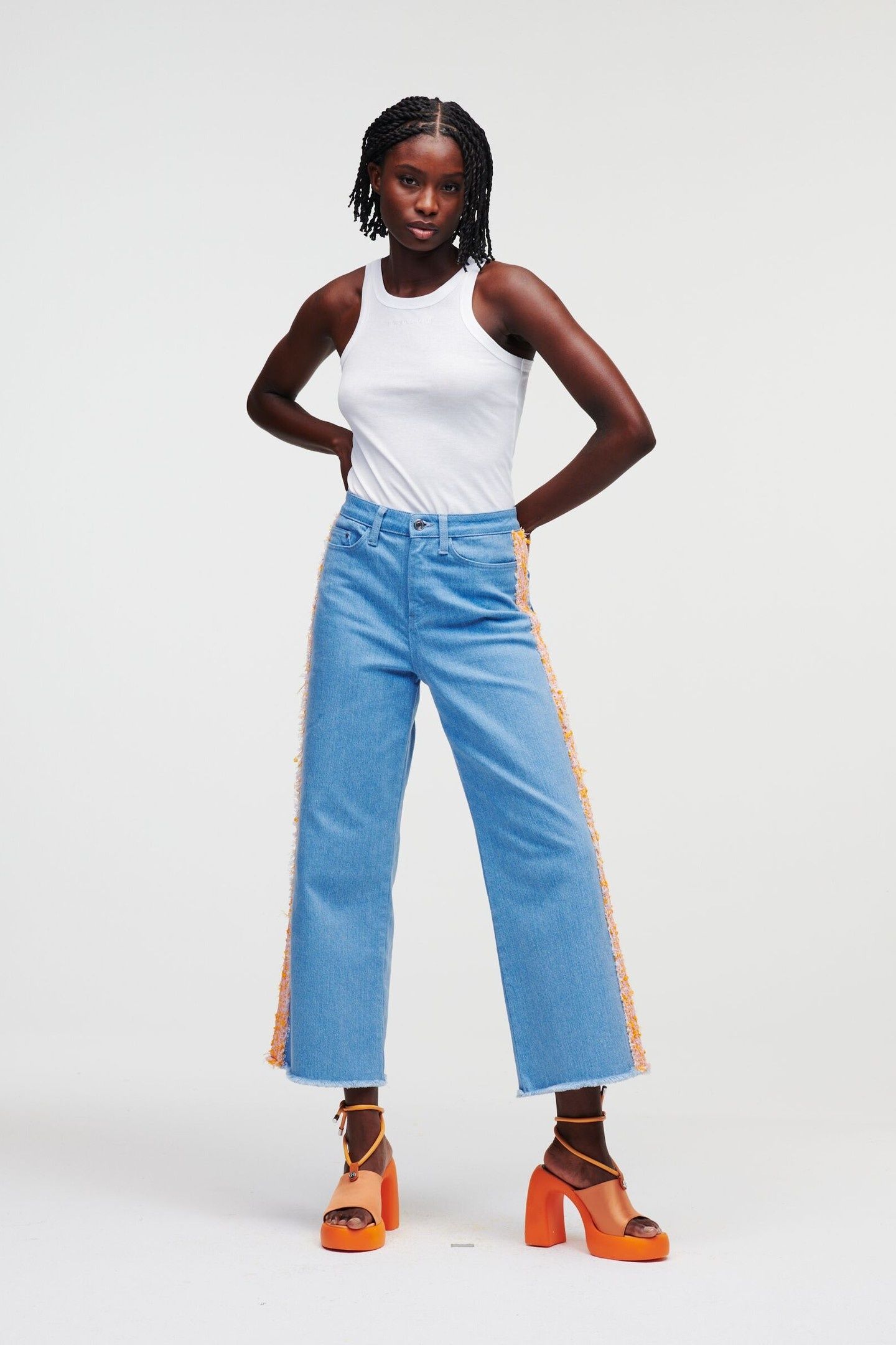DENIM BOUCLE PANTS BLUE 1