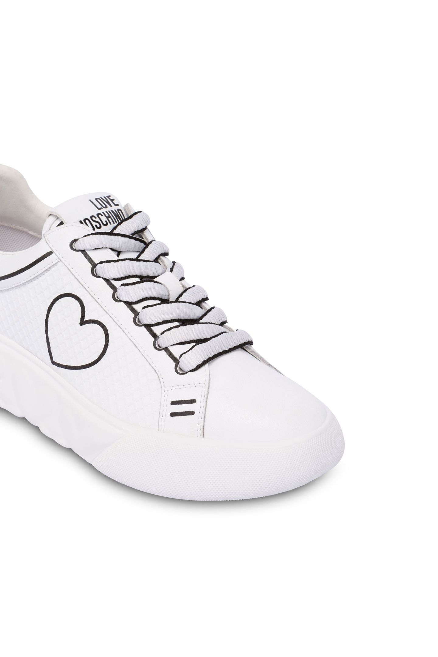 CALFSKIN SNEAKERS WITH HEART LOVE MESH PRINT WHITE 4