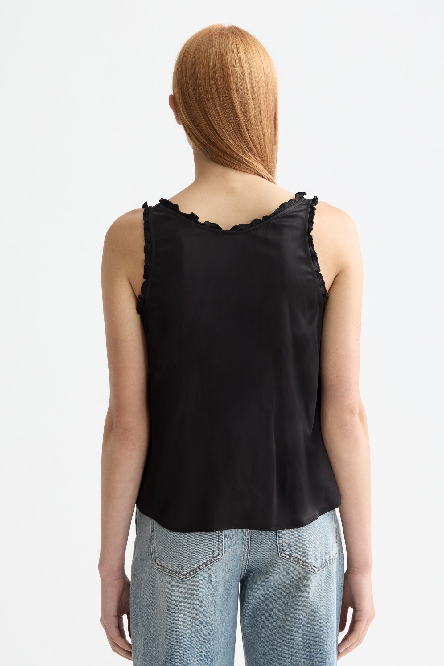 V-NECK RUFFLE TANK METEORITE 3