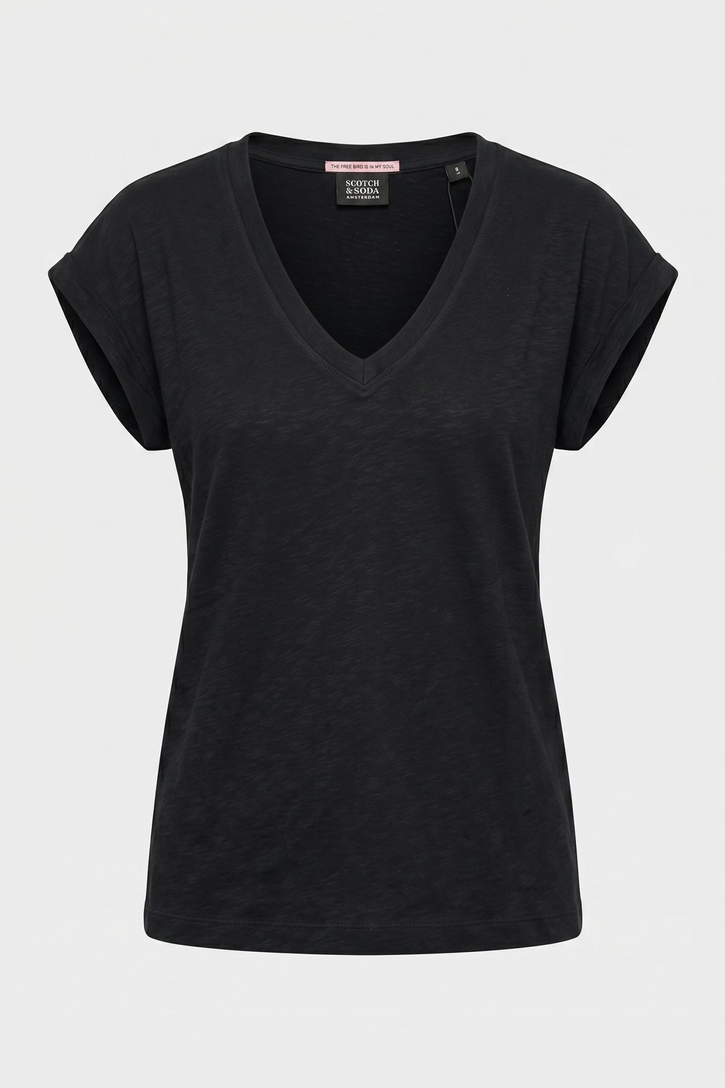 SLUB V-NECK T-SHIRT BLACK 3